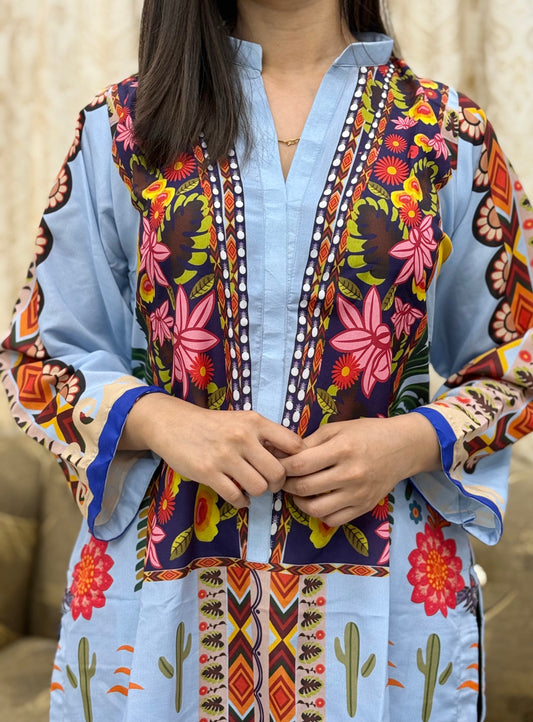 2 PCS Soft Swiss Lawn Co-Ord Set – Digital Printed