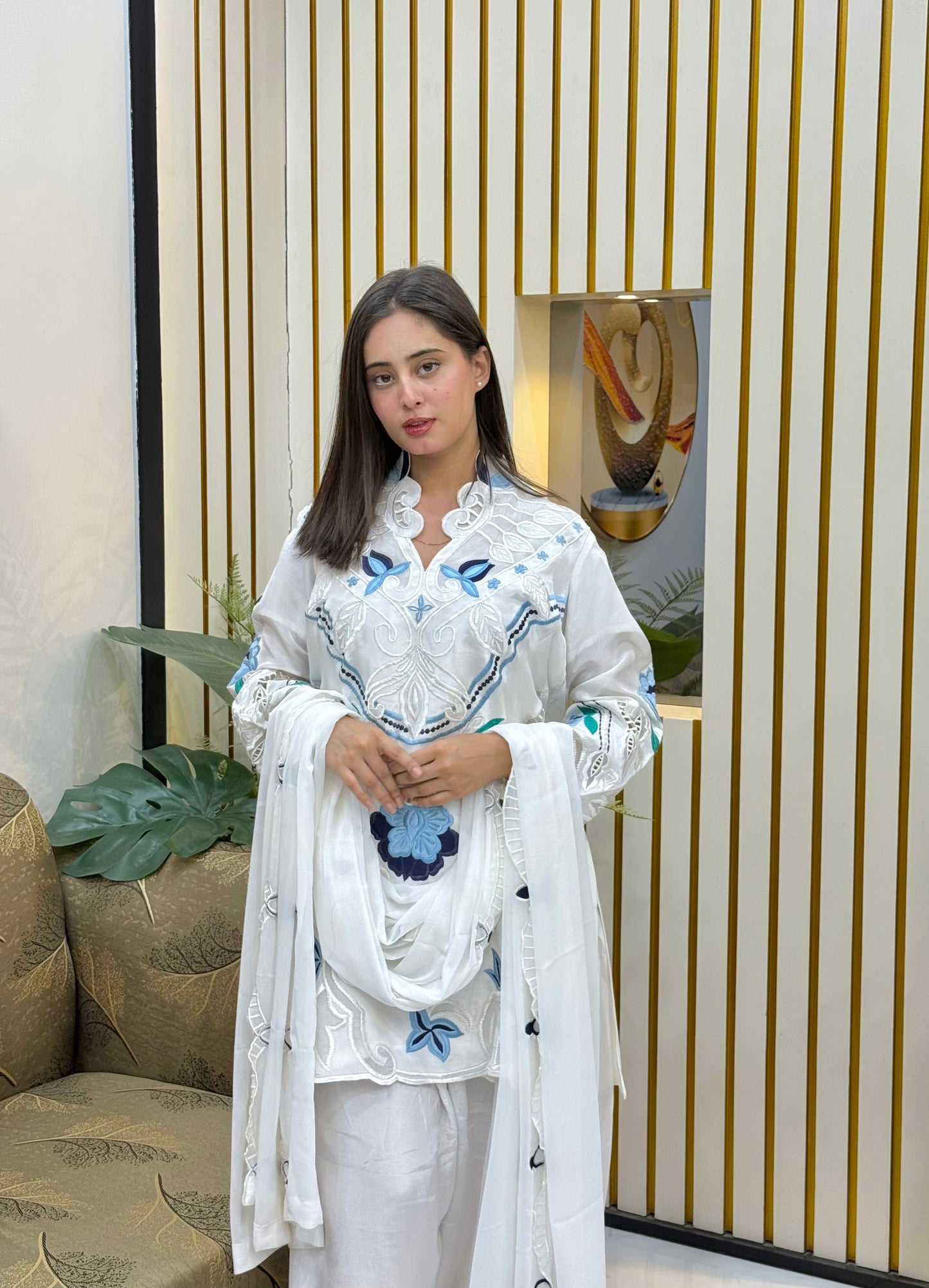 Pure White Russian Silk Suit