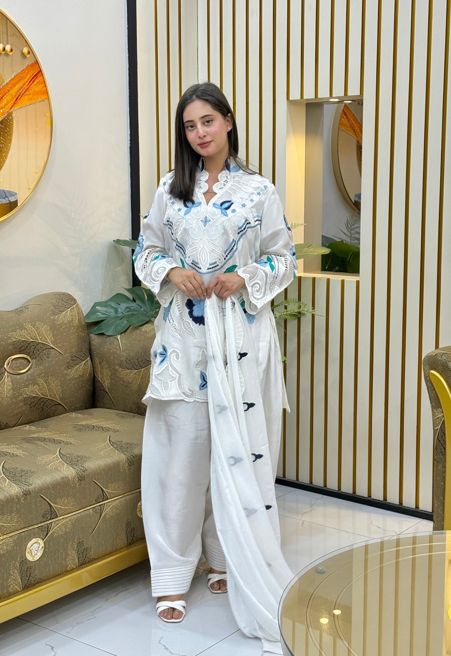 Pure White Russian Silk Suit