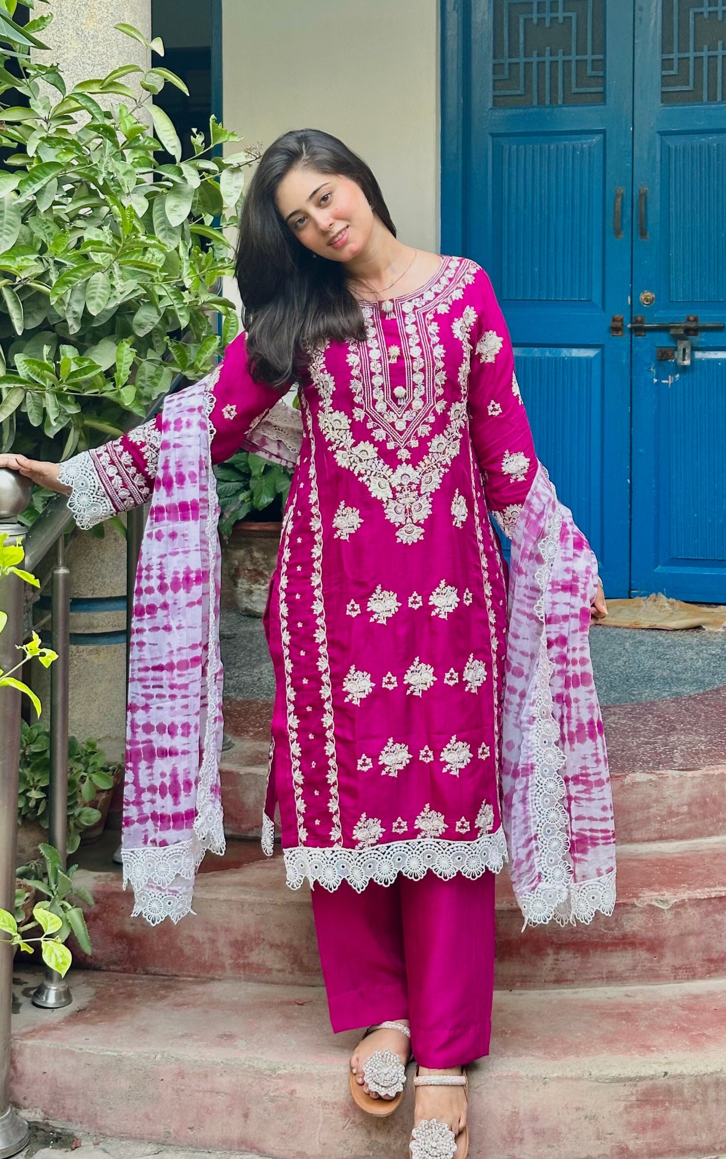 Radiance Semi Pure Raw Silk Stitched Dress 2024