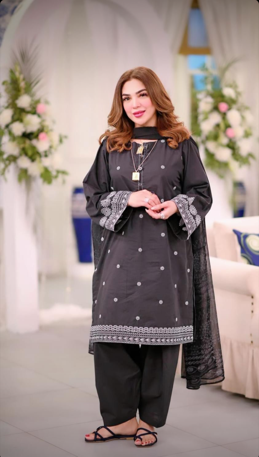 Black Beauty Premium Pure Lawn Dress 2024