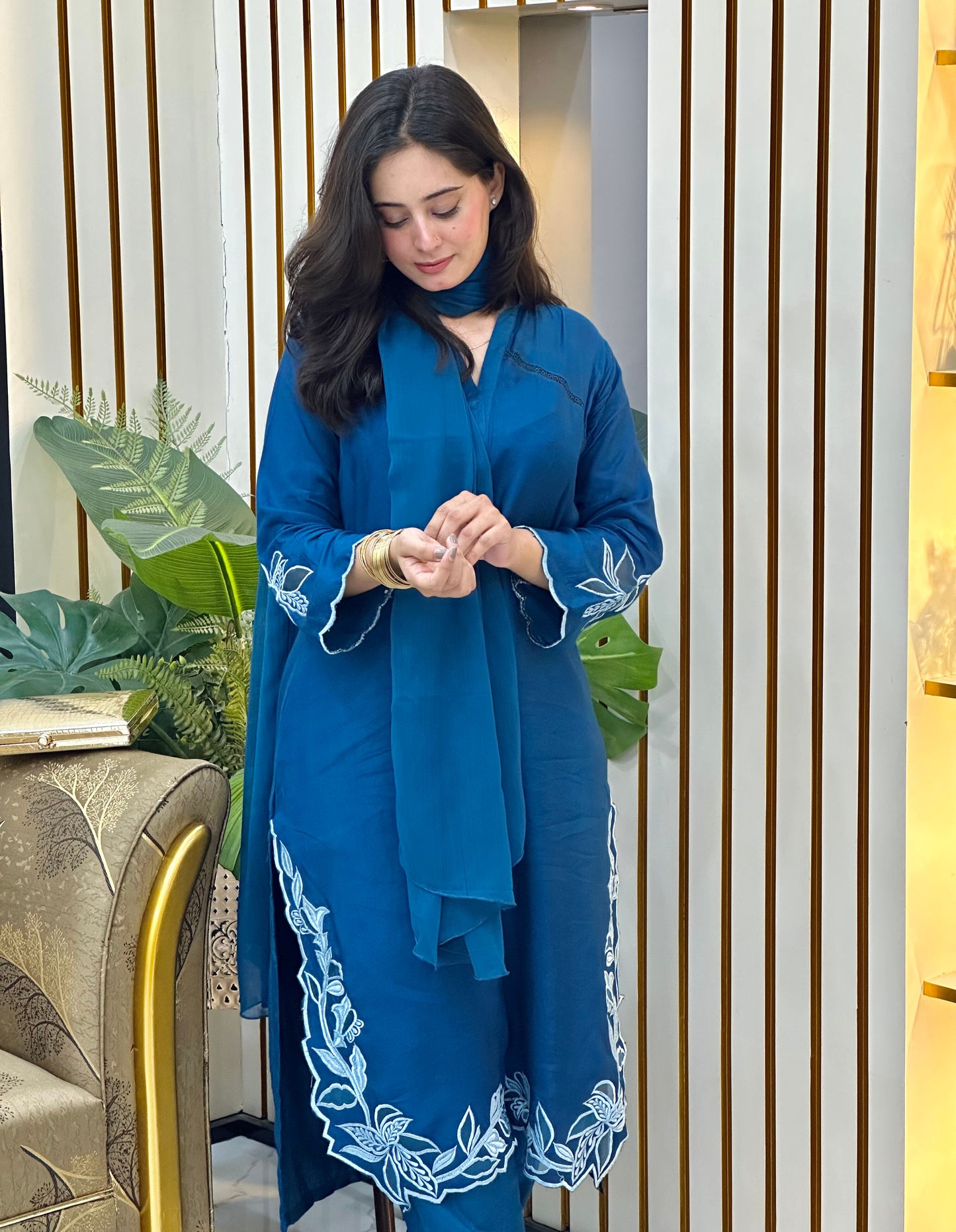 Pakistani Designer Suit Cotton Silk Cutwork