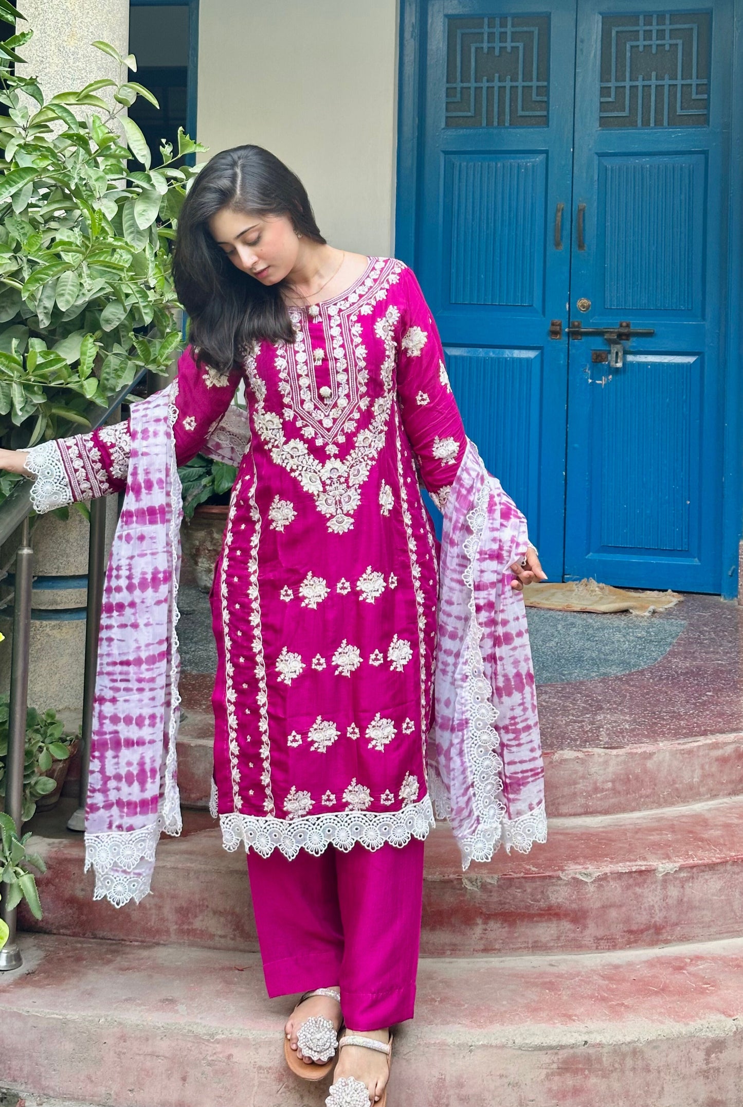 Radiance Semi Pure Raw Silk Stitched Dress 2024