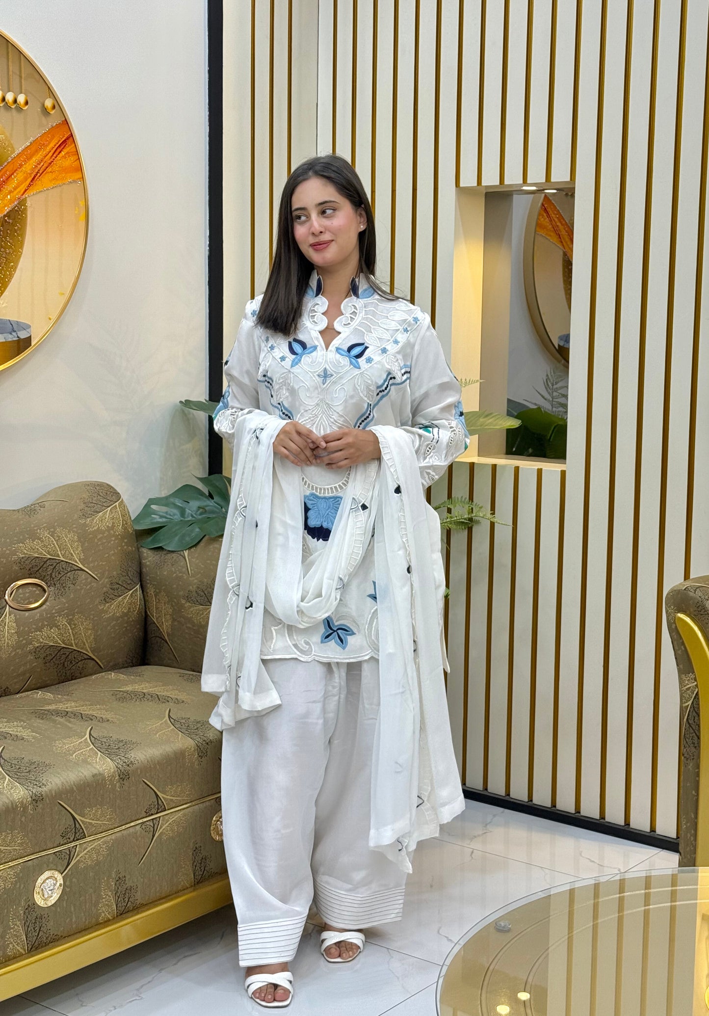 Pure White Russian Silk Suit