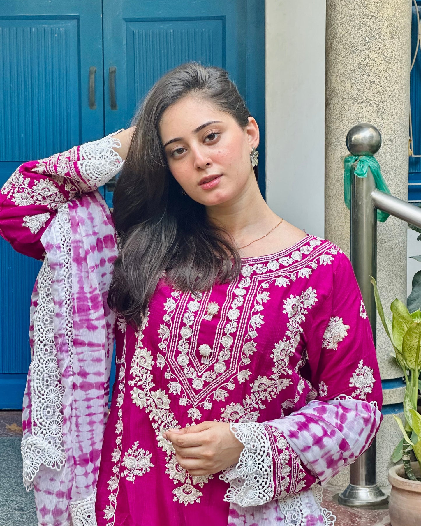 Radiance Semi Pure Raw Silk Stitched Dress 2024