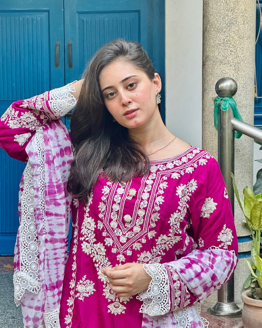 Radiance Semi Pure Raw Silk Stitched Dress 2024