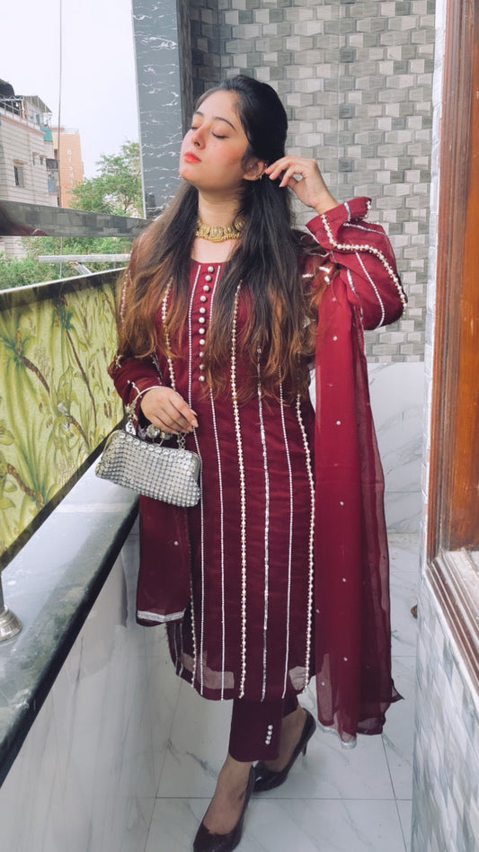 Motiyana Semi Pure Chiffon 3pc Dress 2024