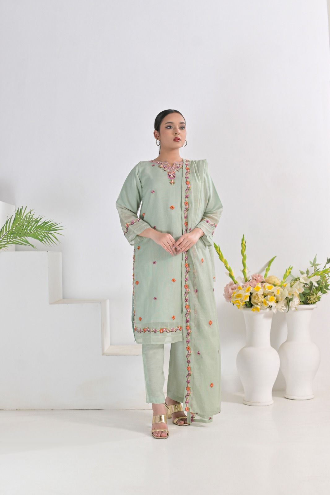 Jhil Mil Premium Khaddi Net Dress 2024