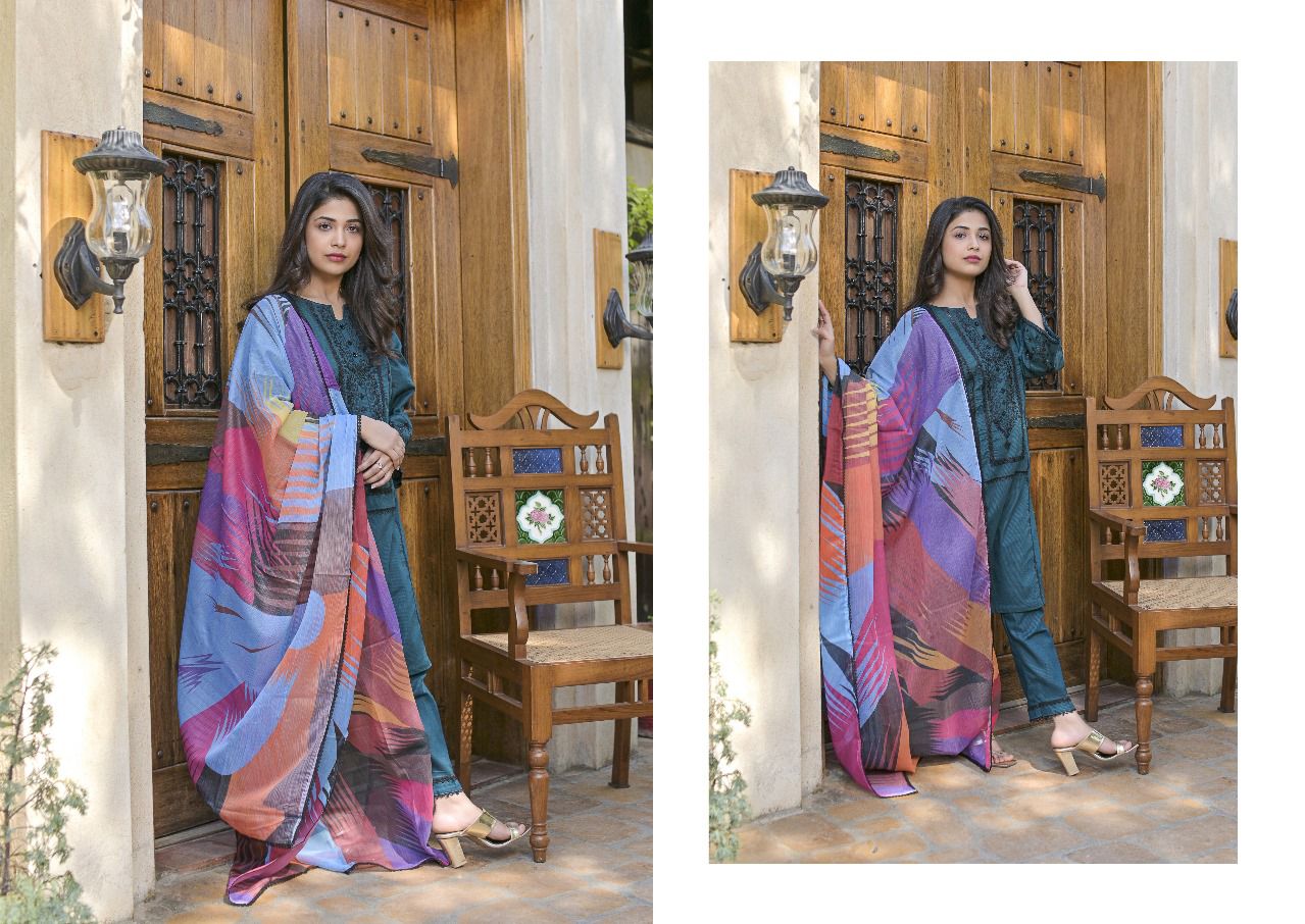 Mehak Premium Pure Lawn Self Print Dress 2024