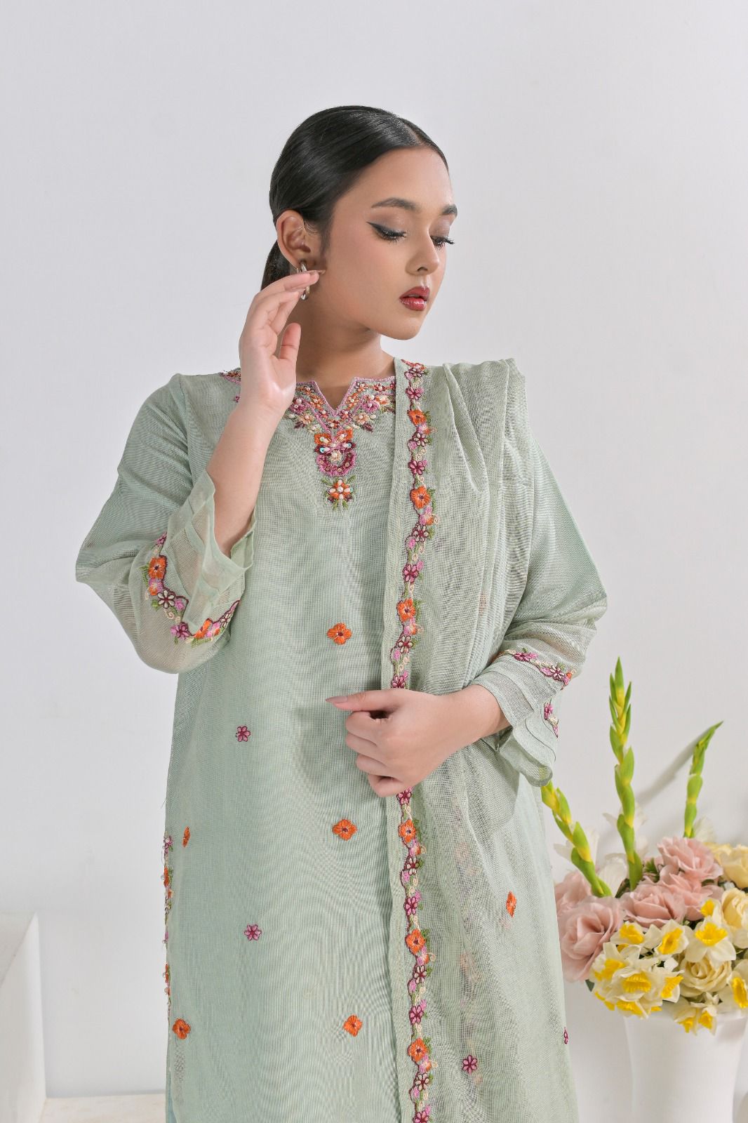 Jhil Mil Premium Khaddi Net Dress 2024