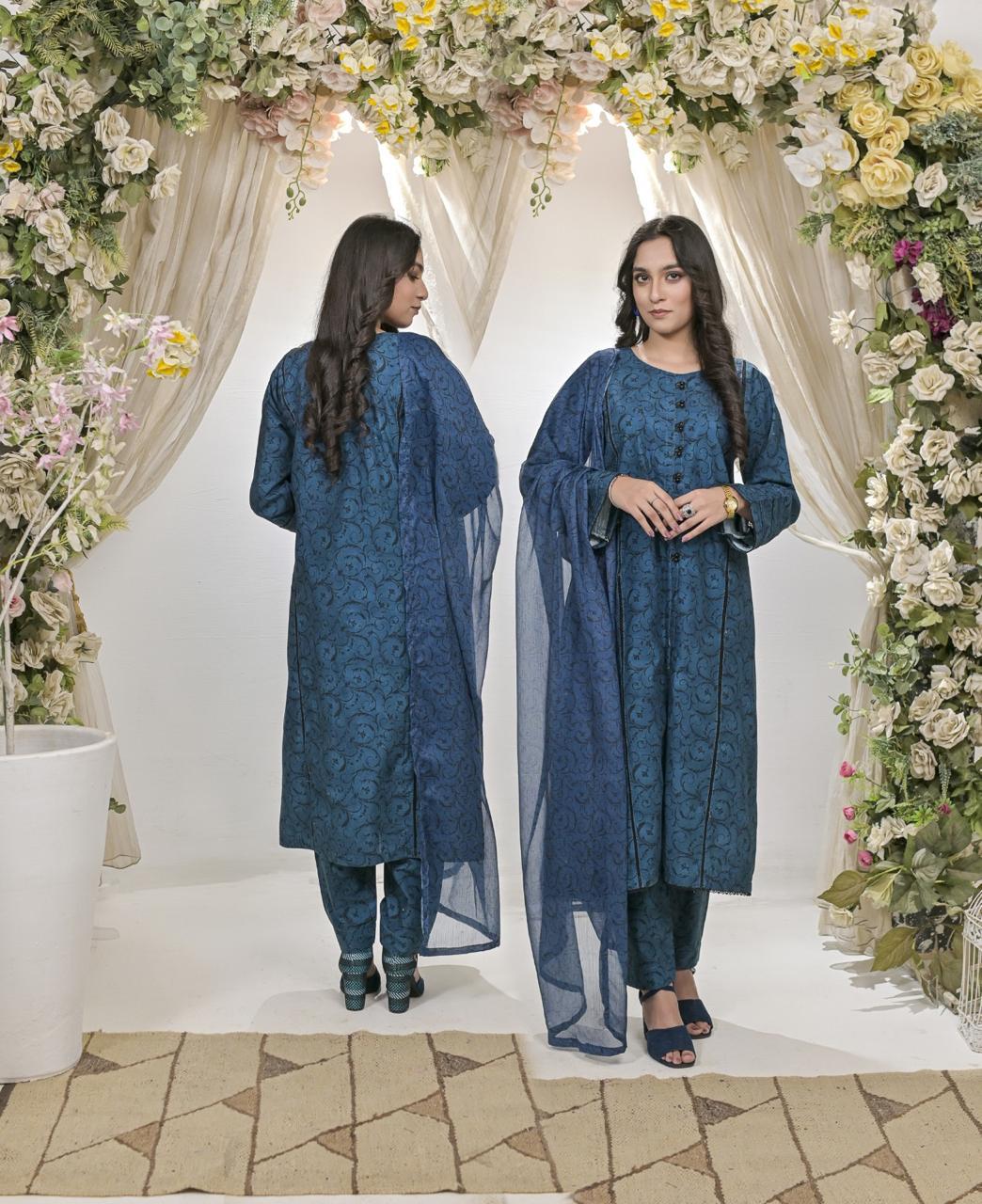 Elegant 3-Piece Printed Cotton Lawn Set