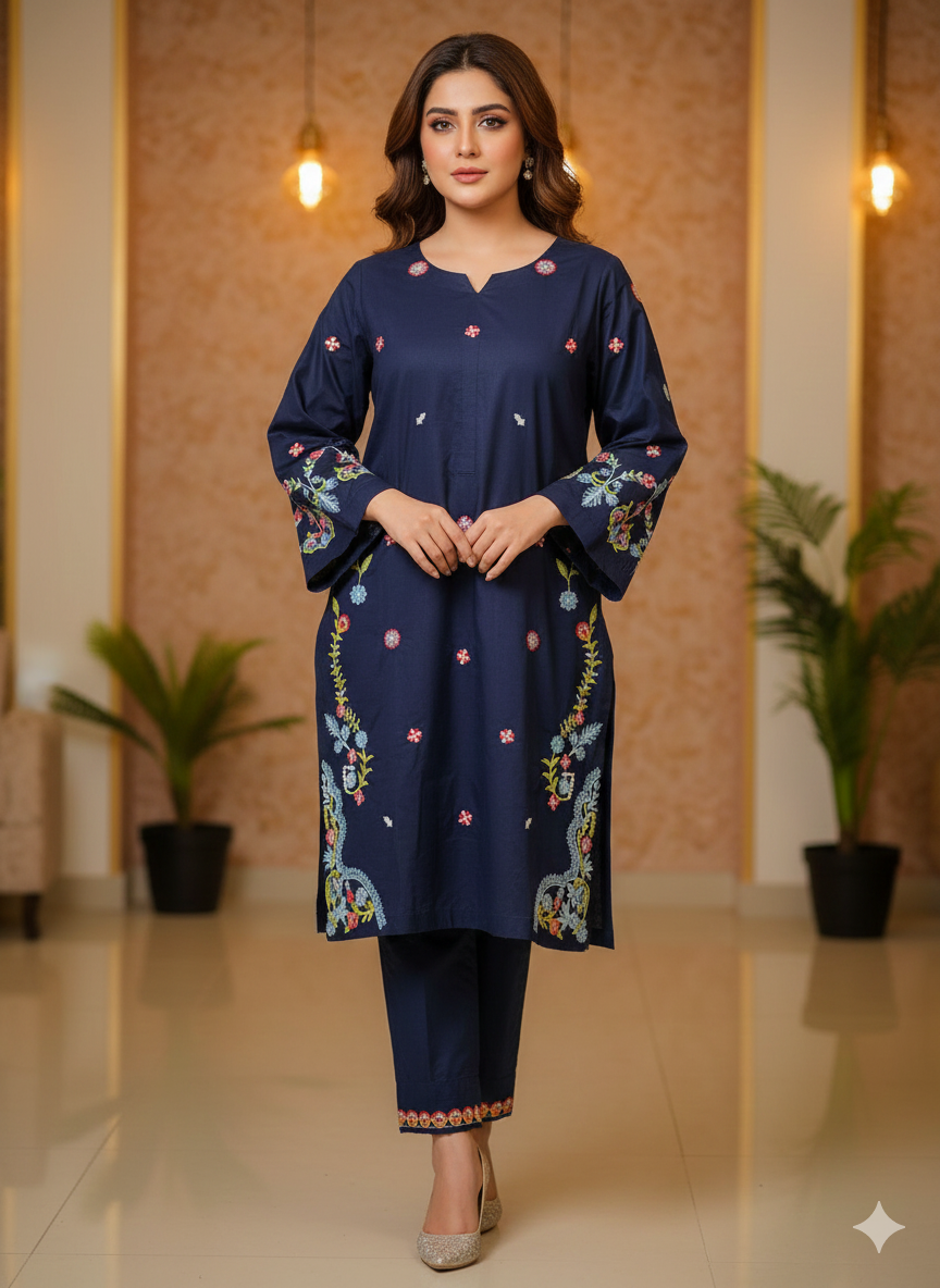 Heavy Embroidered Cotton Lawn Co-ord Set - 2 Piece Suit