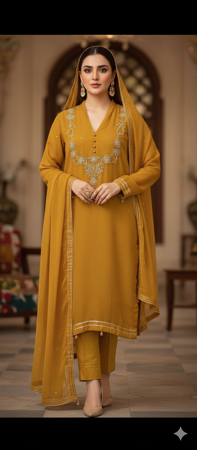 Neelofar Semi Pure Chiffon Dress 2024
