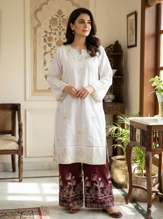 Heavy Embroidered Cotton Lawn Co-ord Set - 2 Piece Suit