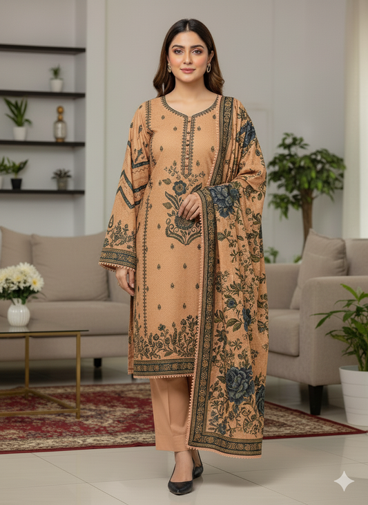 3 Pcs Dhanak Linen Winter Suit