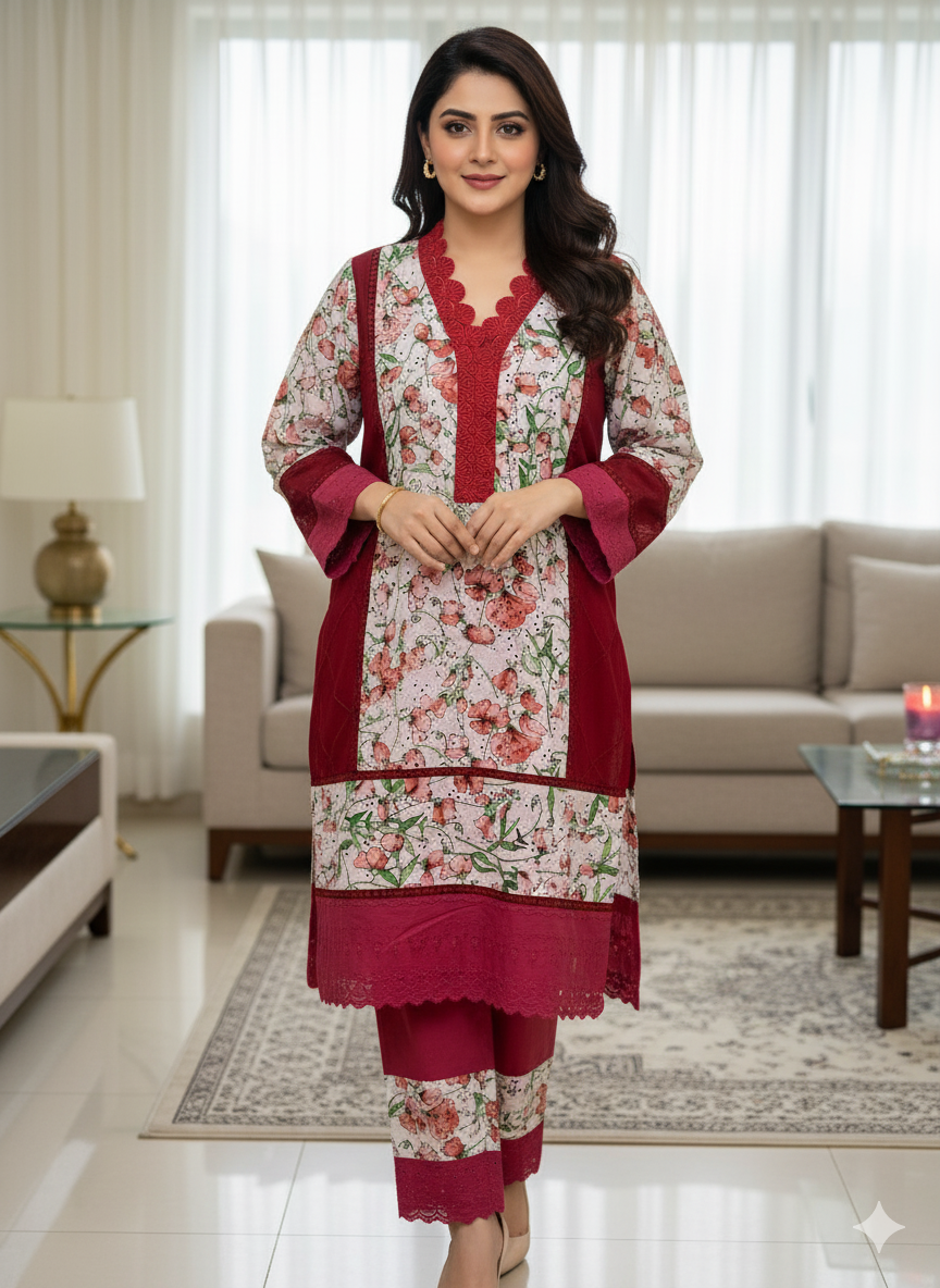 Rangrez Premium Pure Lawn Chikankari Shirt 2024