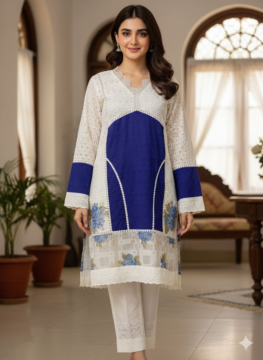 Rangrez Premium Pure Lawn Chikankari Shirt 2024