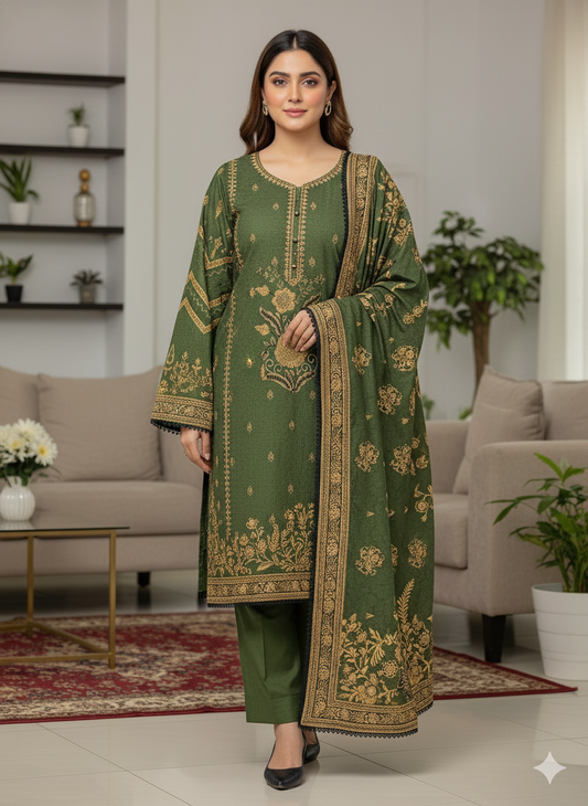 3 Pcs Dhanak Linen Winter Suit