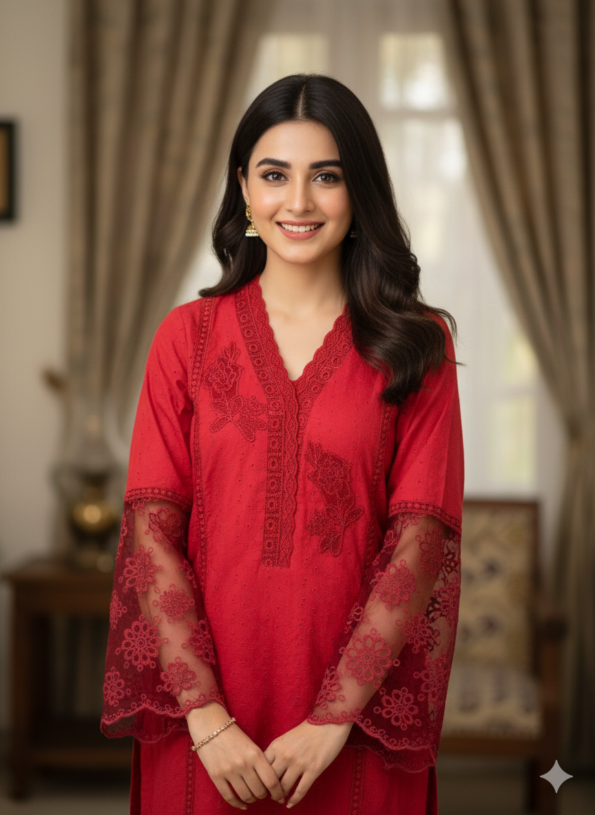 Rangrez Premium Pure Lawn Chikankari Shirt 2024