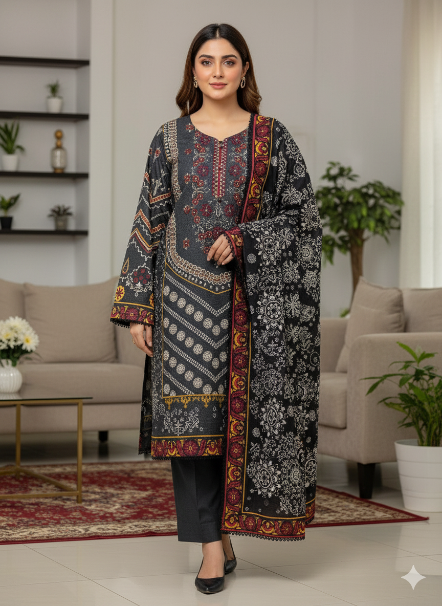 3 Pcs Dhanak Linen Winter Suit