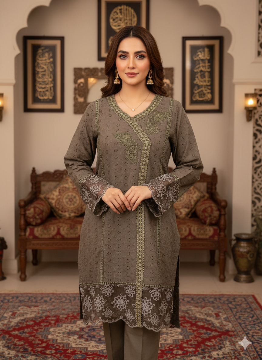 Rangrez Premium Pure Lawn Chikankari Shirt 2024