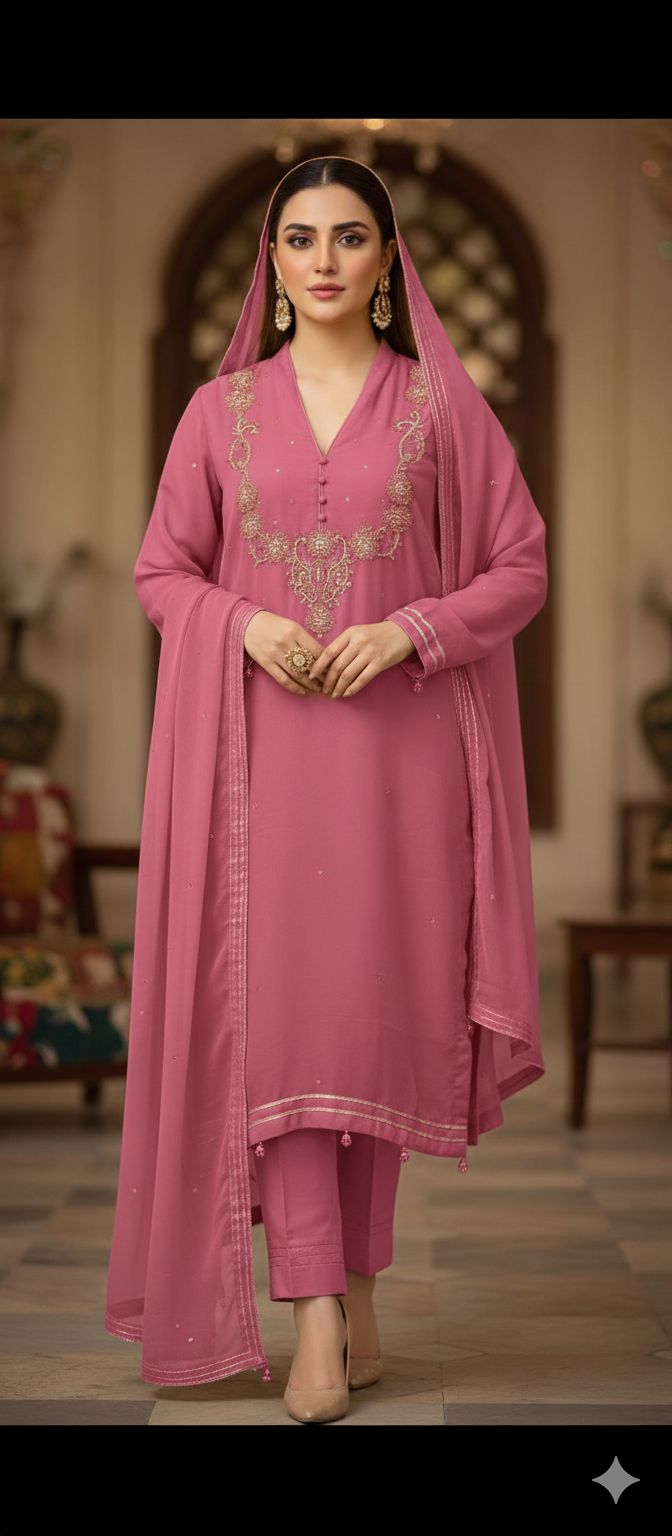 Neelofar Semi Pure Chiffon Dress 2024