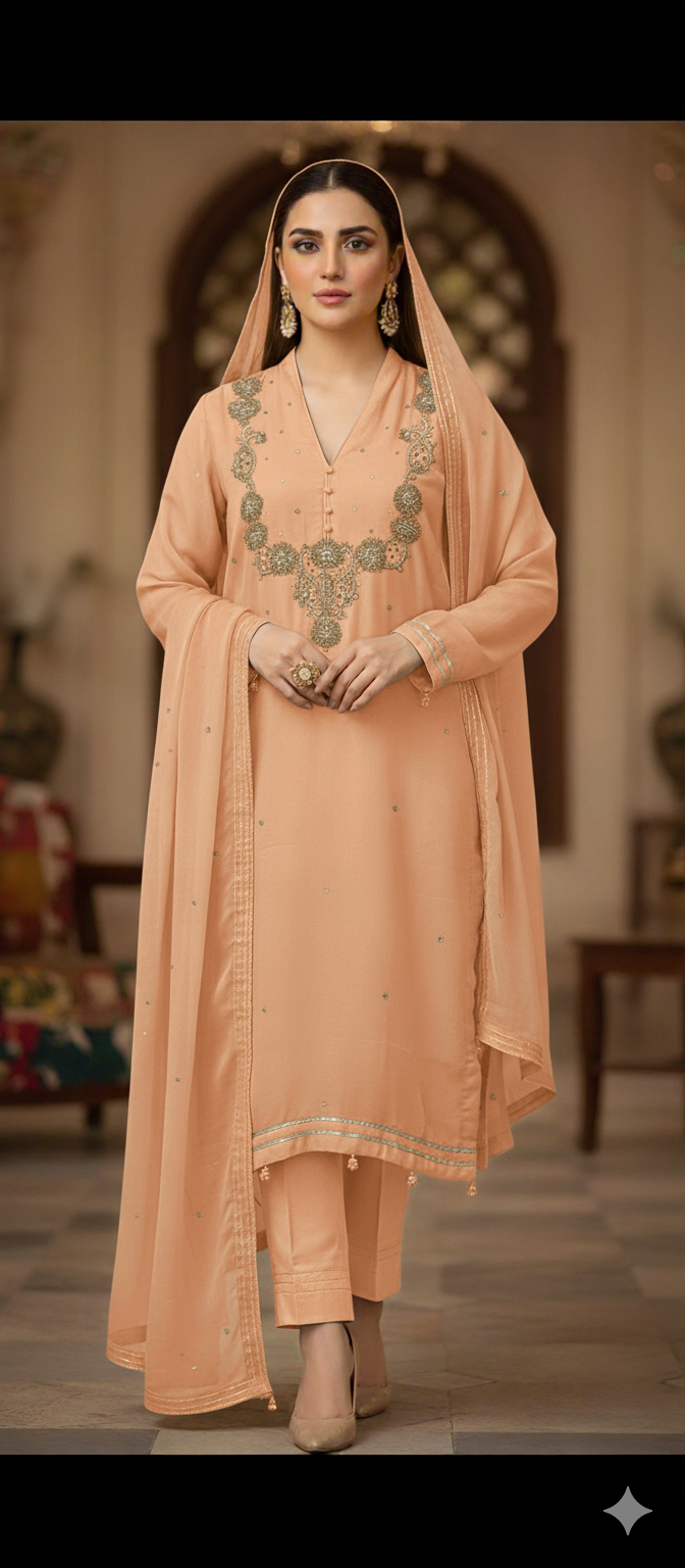Neelofar Semi Pure Chiffon Dress 2024