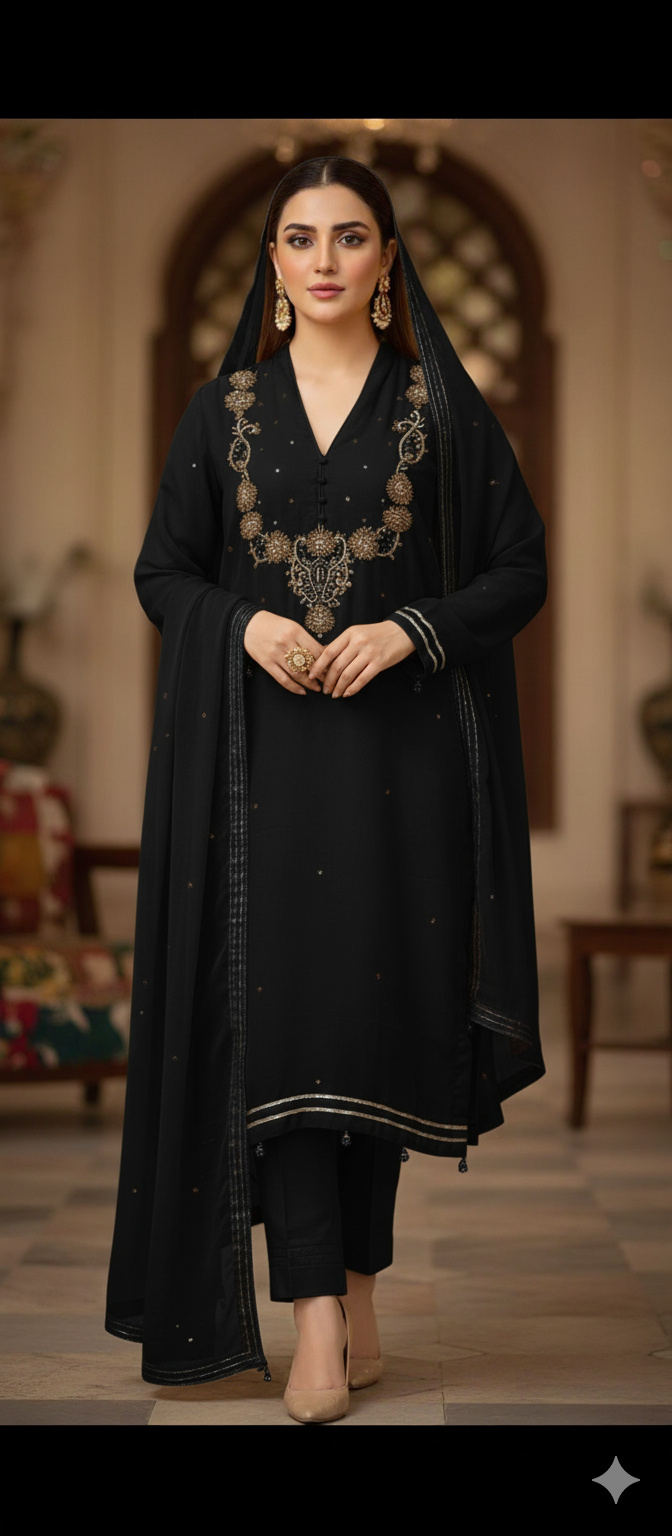 Neelofar Semi Pure Chiffon Dress 2024