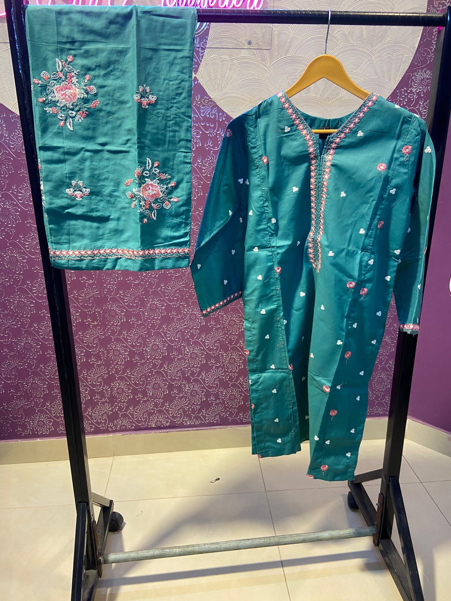 Luxe Heavy Embroidered Cotton Lawn Co-ord Set