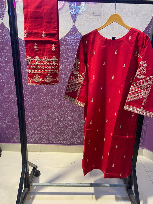 Luxe Heavy Embroidered Cotton Lawn Co-ord Set