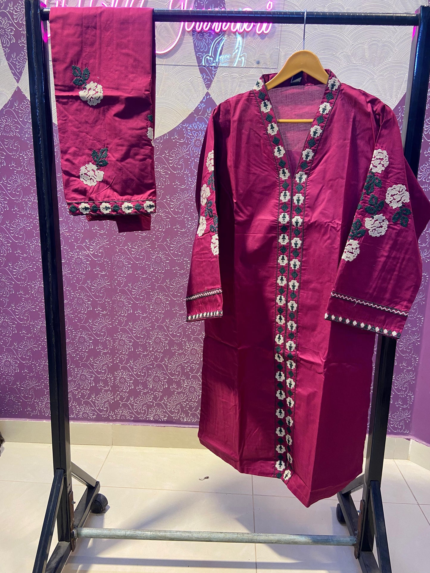 Heavy Embroidered Cotton Lawn Co-ord Set - 2 Piece Suit