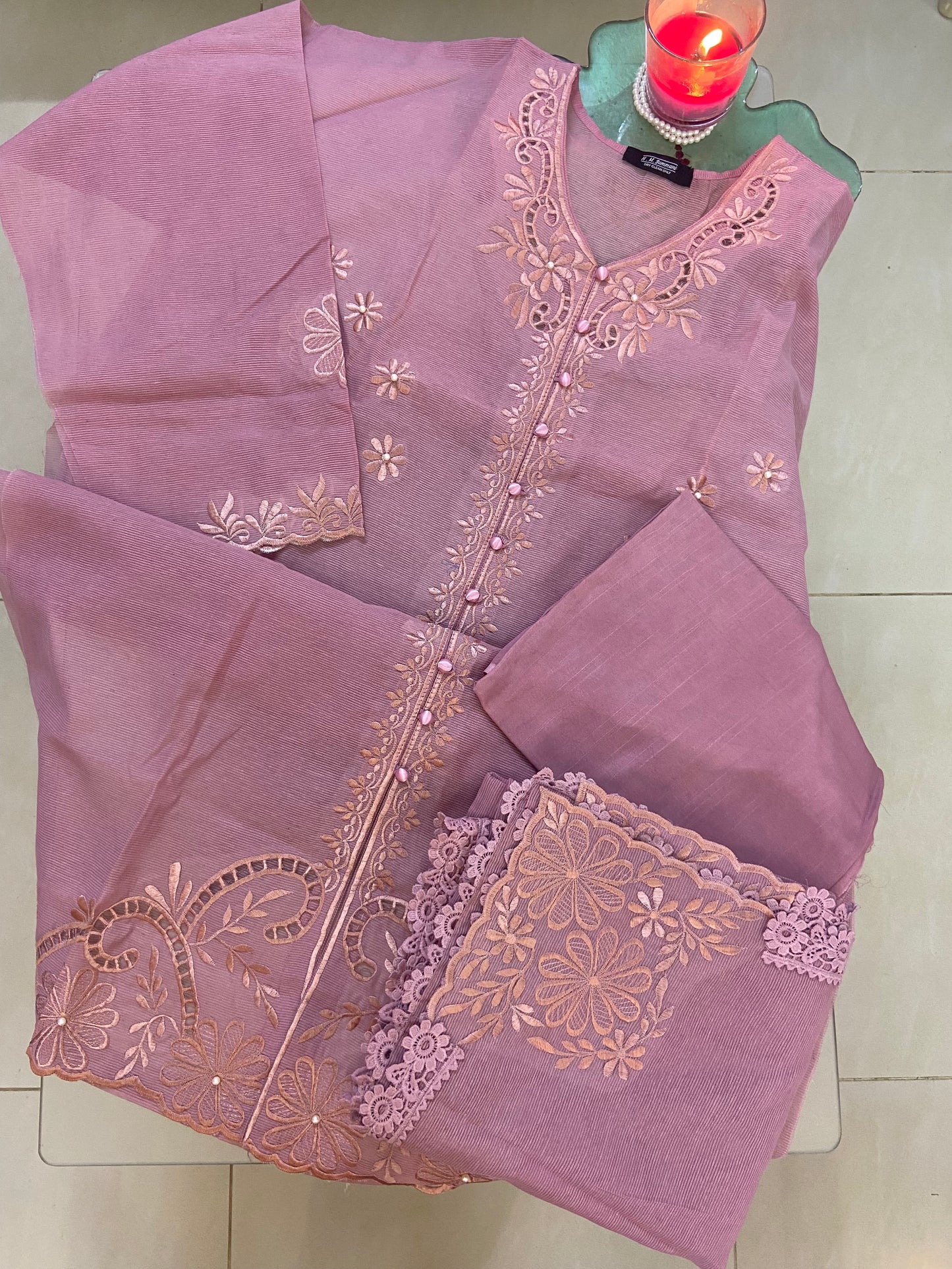 ILAYA Unstitched Khaadi Net Dress With Premium Khaadi Net Duppata 2024