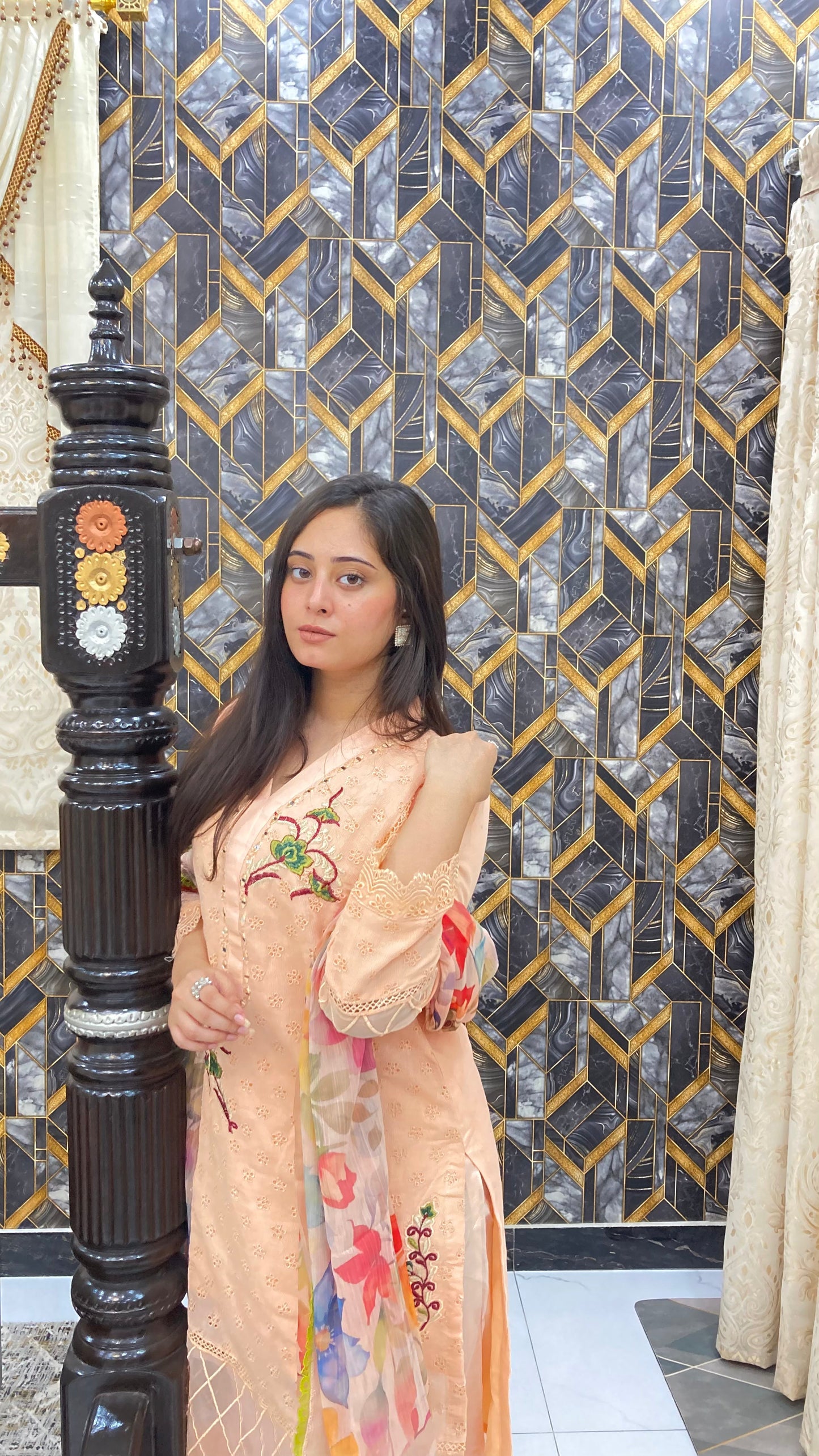 Phoolwari Luxury Lawn Stitched Dress 2024