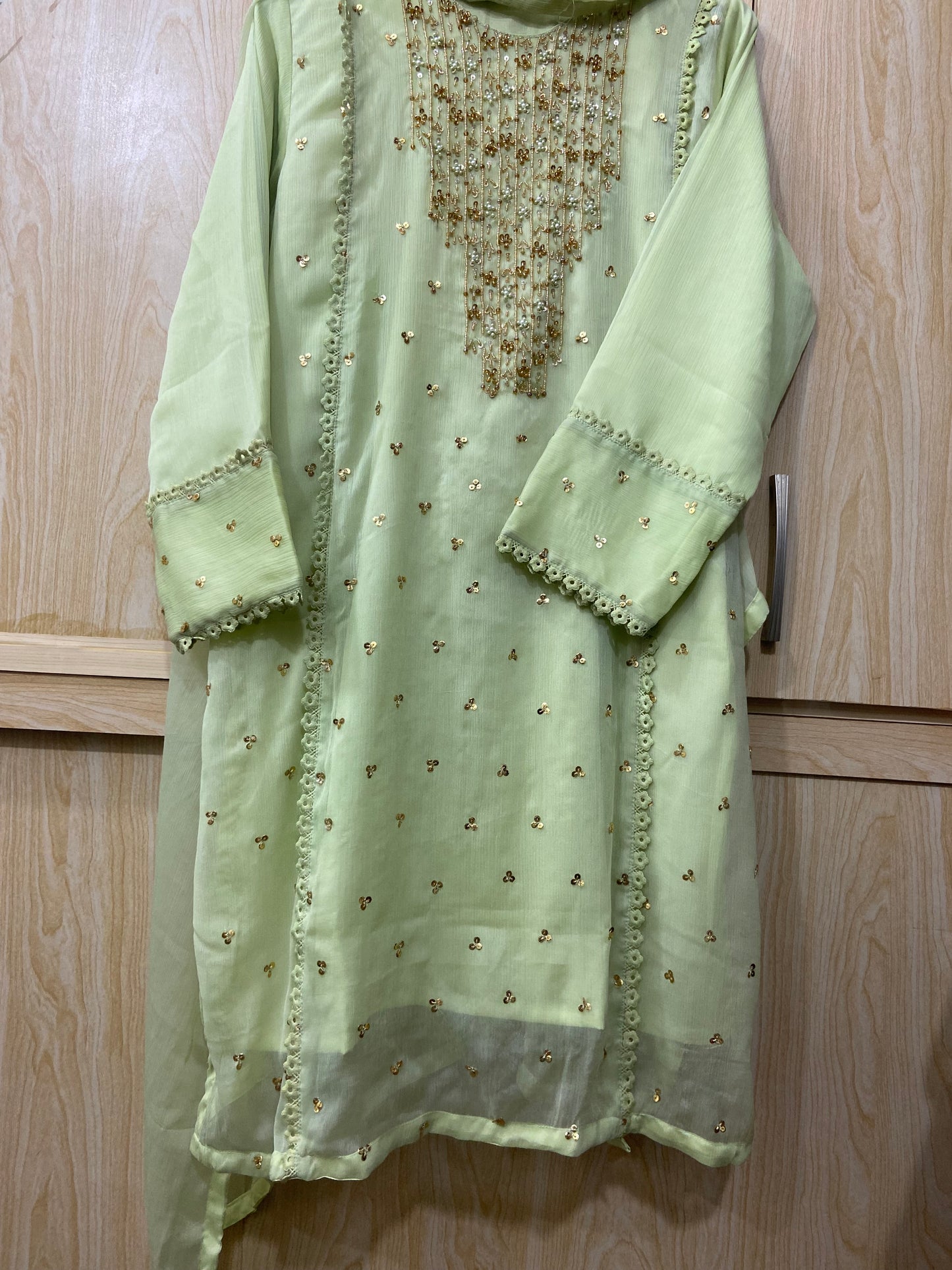 Aangan  3pc Semi Pure Chiffon Dress 2024