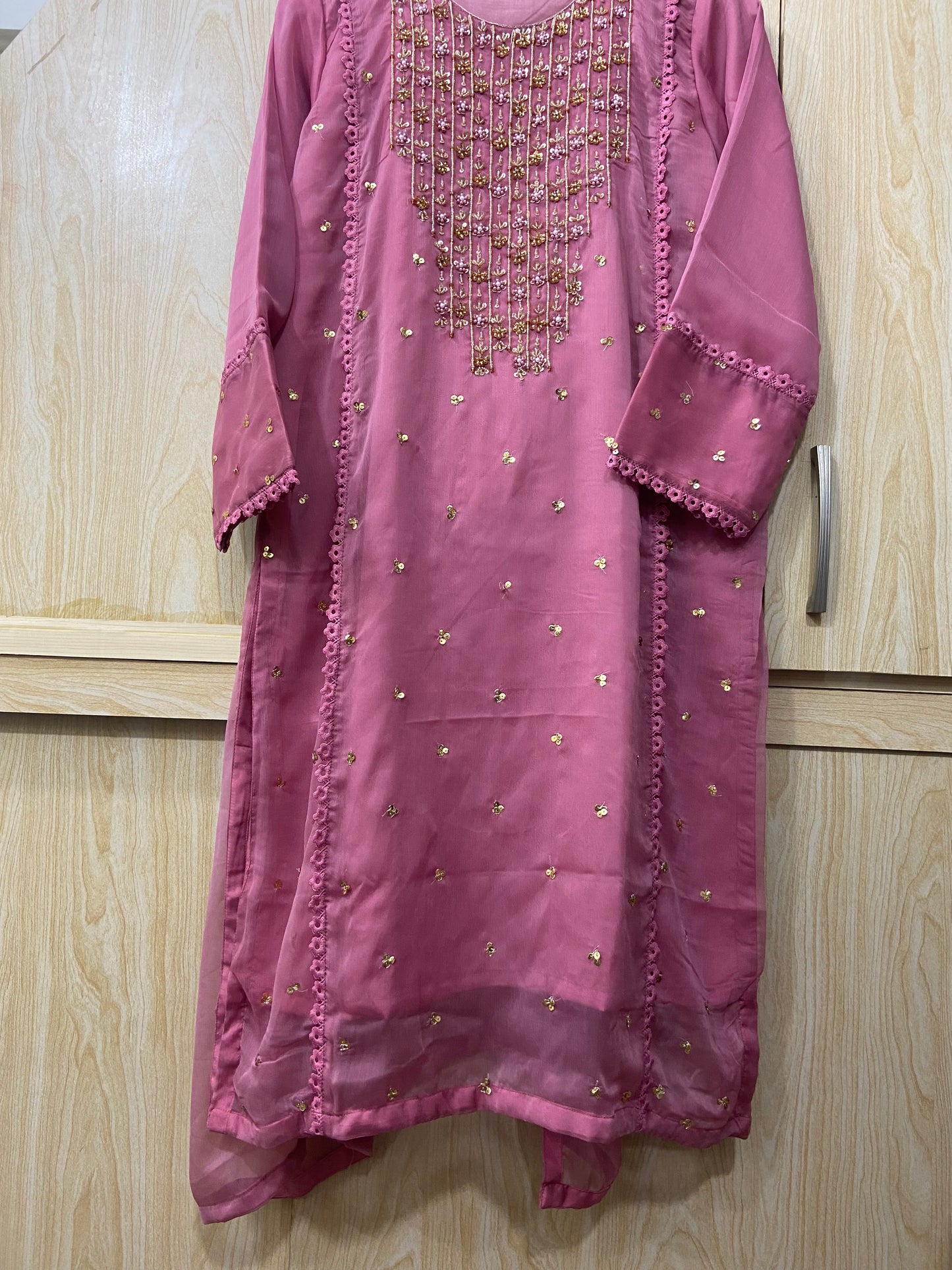 Aangan  3pc Semi Pure Chiffon Dress 2024