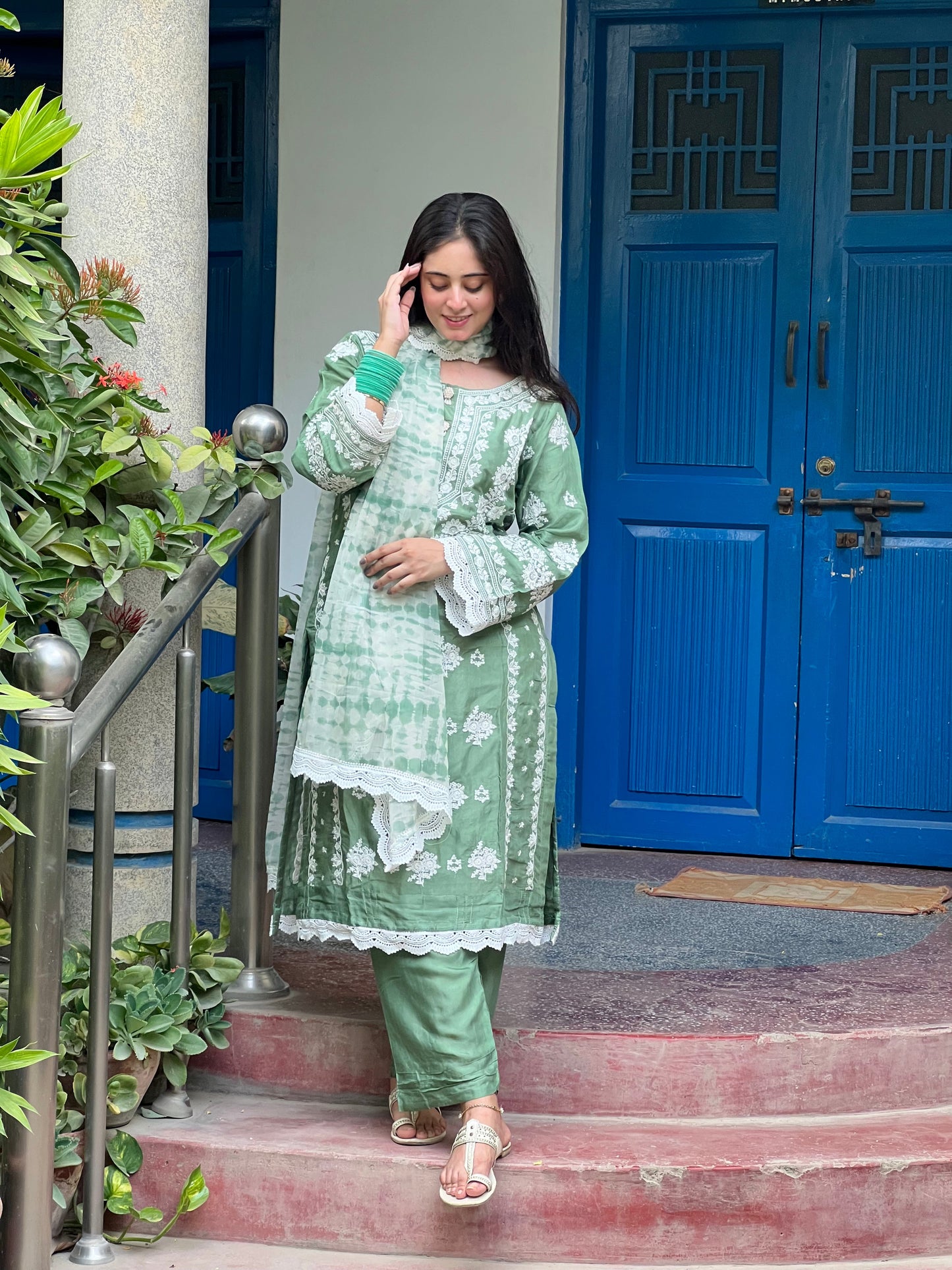 Radiance Semi Pure Raw Silk Stitched Dress 2024