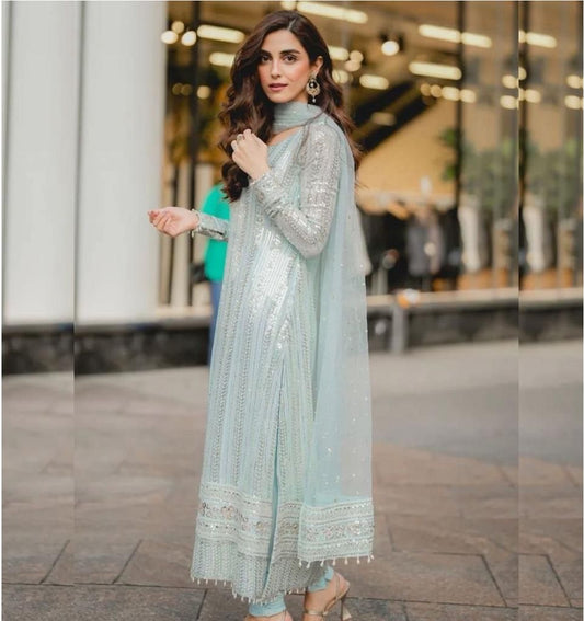 Hm Jummani Unstitched Semi Pure Chiffon Emb Dress Wedding Season 2024