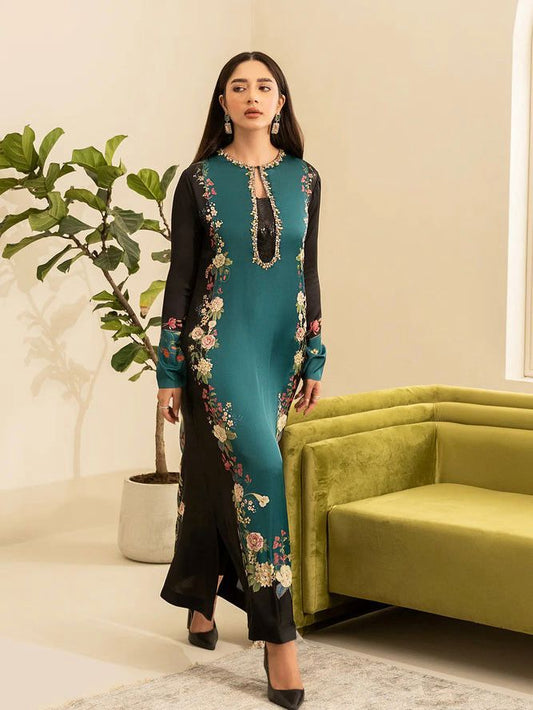 Lulusar Hm-26 Unstitched Shamooz Silk Dress WIth Stone Work 2024