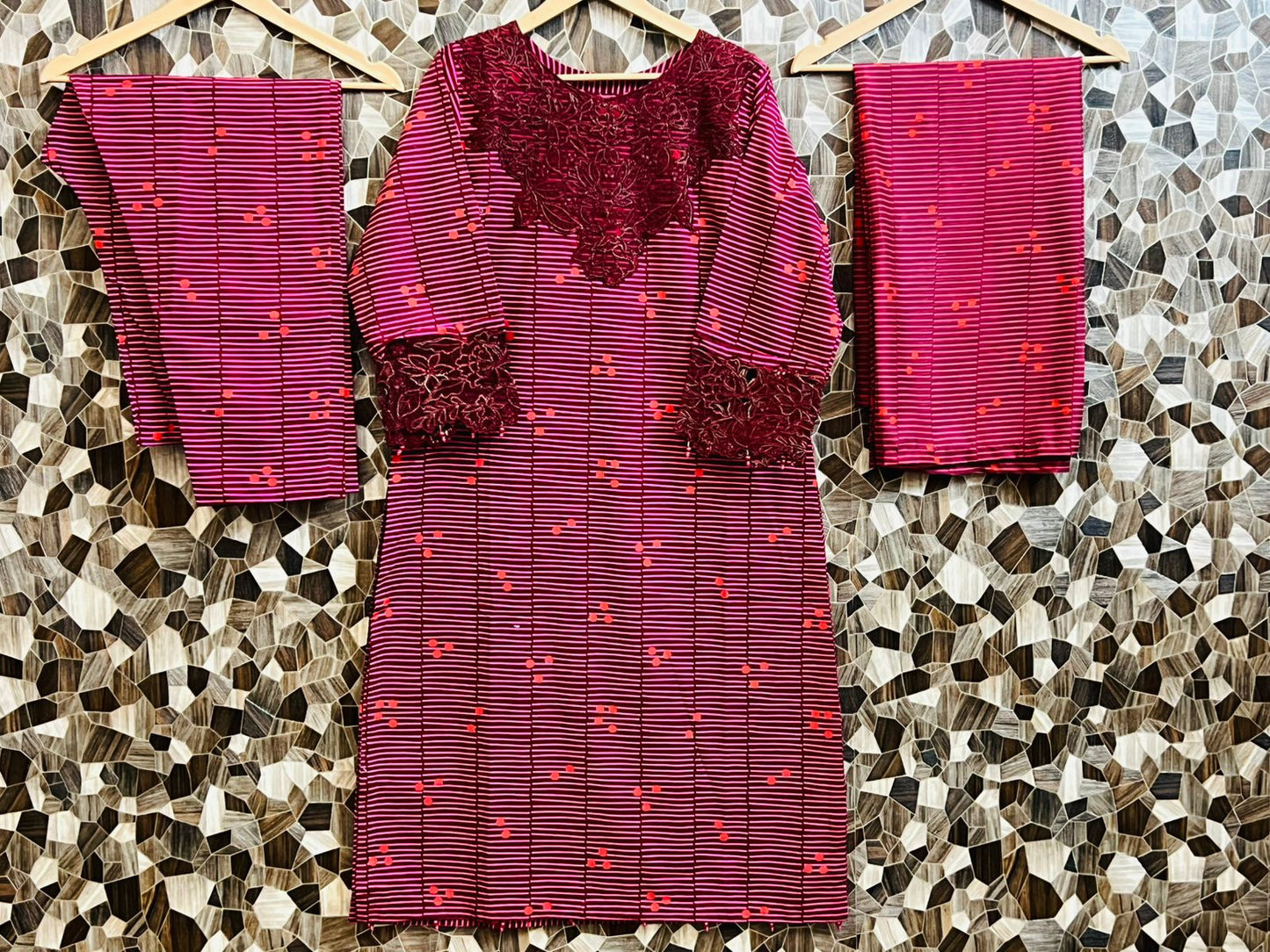 Elegant 3-Piece Printed Cotton Lawn Set