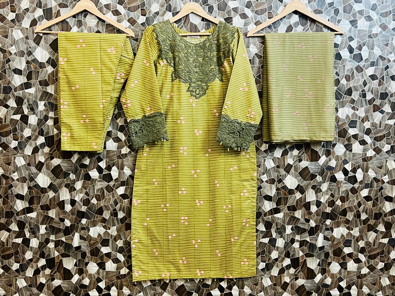 Elegant 3-Piece Printed Cotton Lawn Set