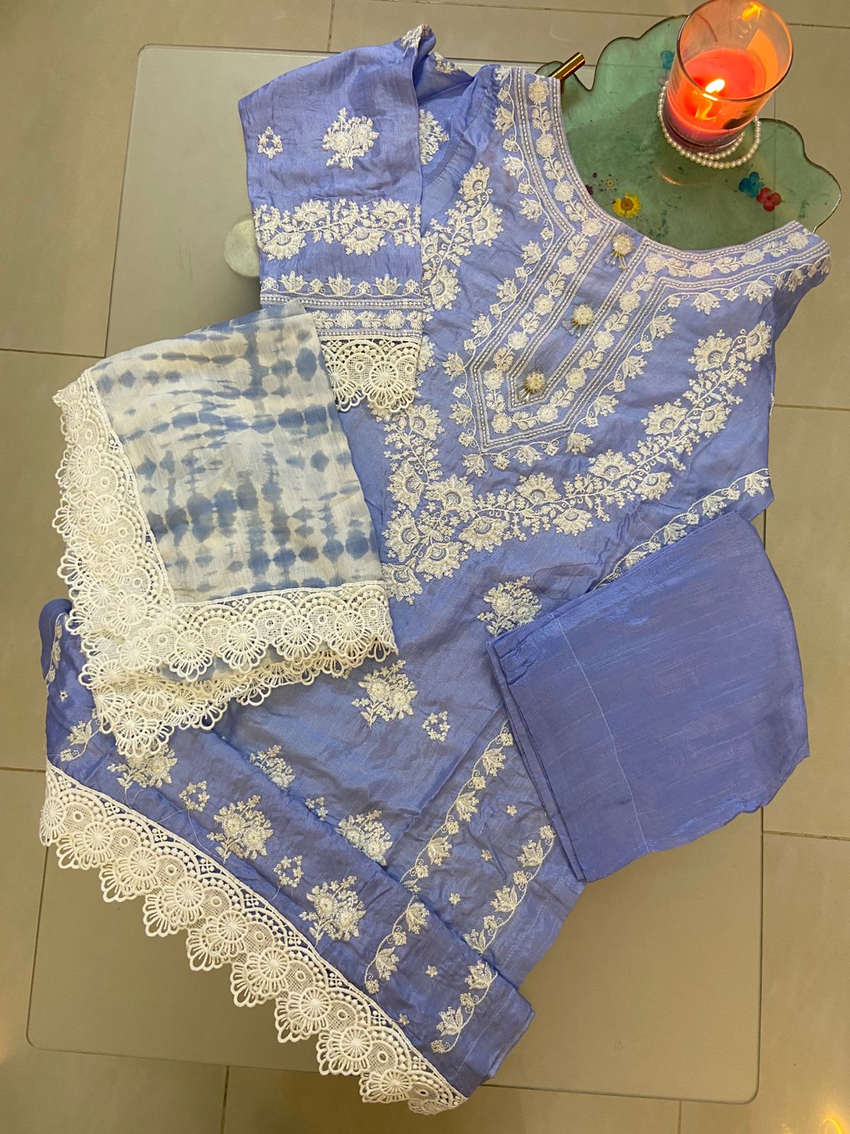 Radiance Semi Pure Raw Silk Stitched Dress 2024