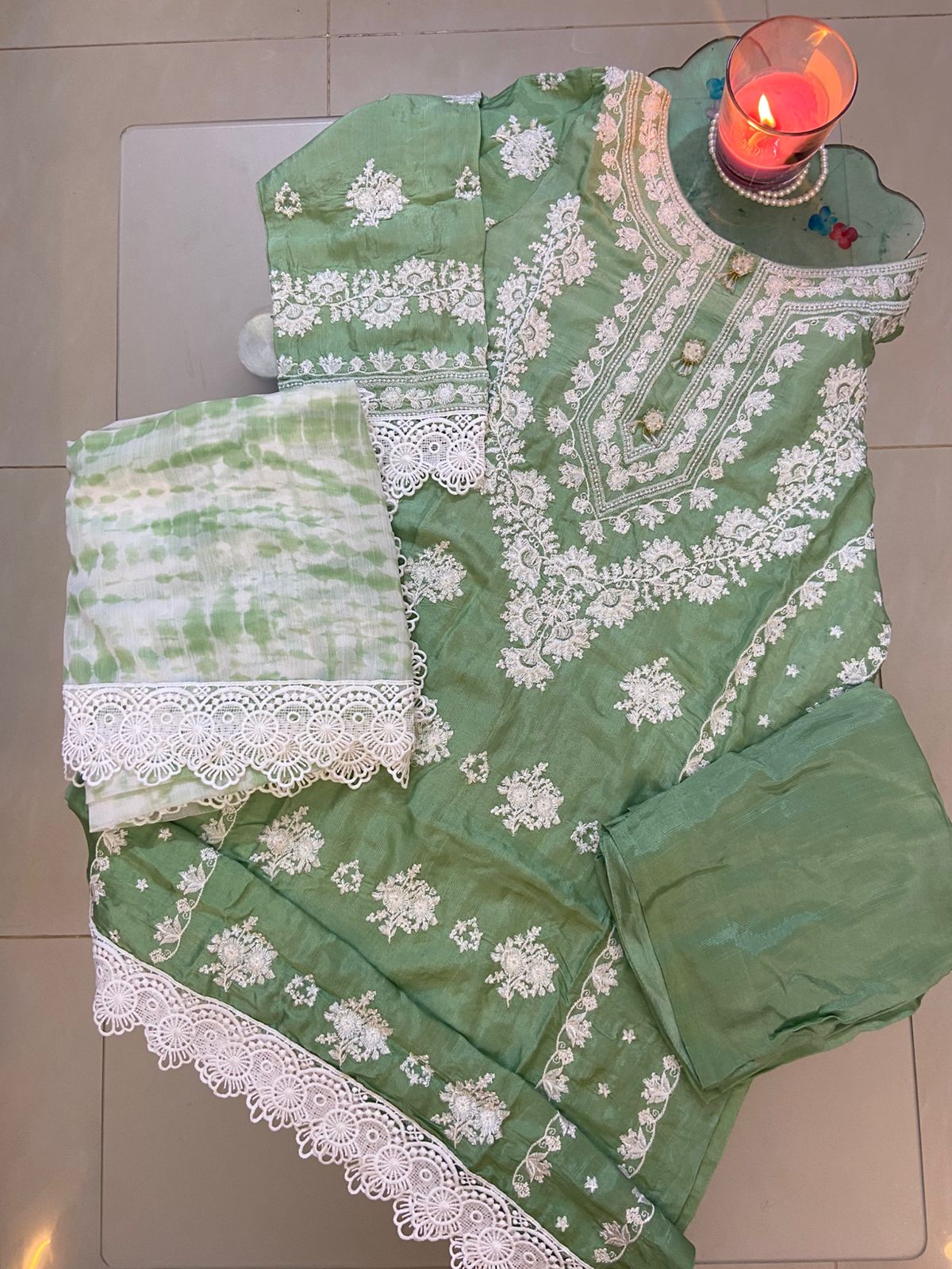 Radiance Semi Pure Raw Silk Stitched Dress 2024