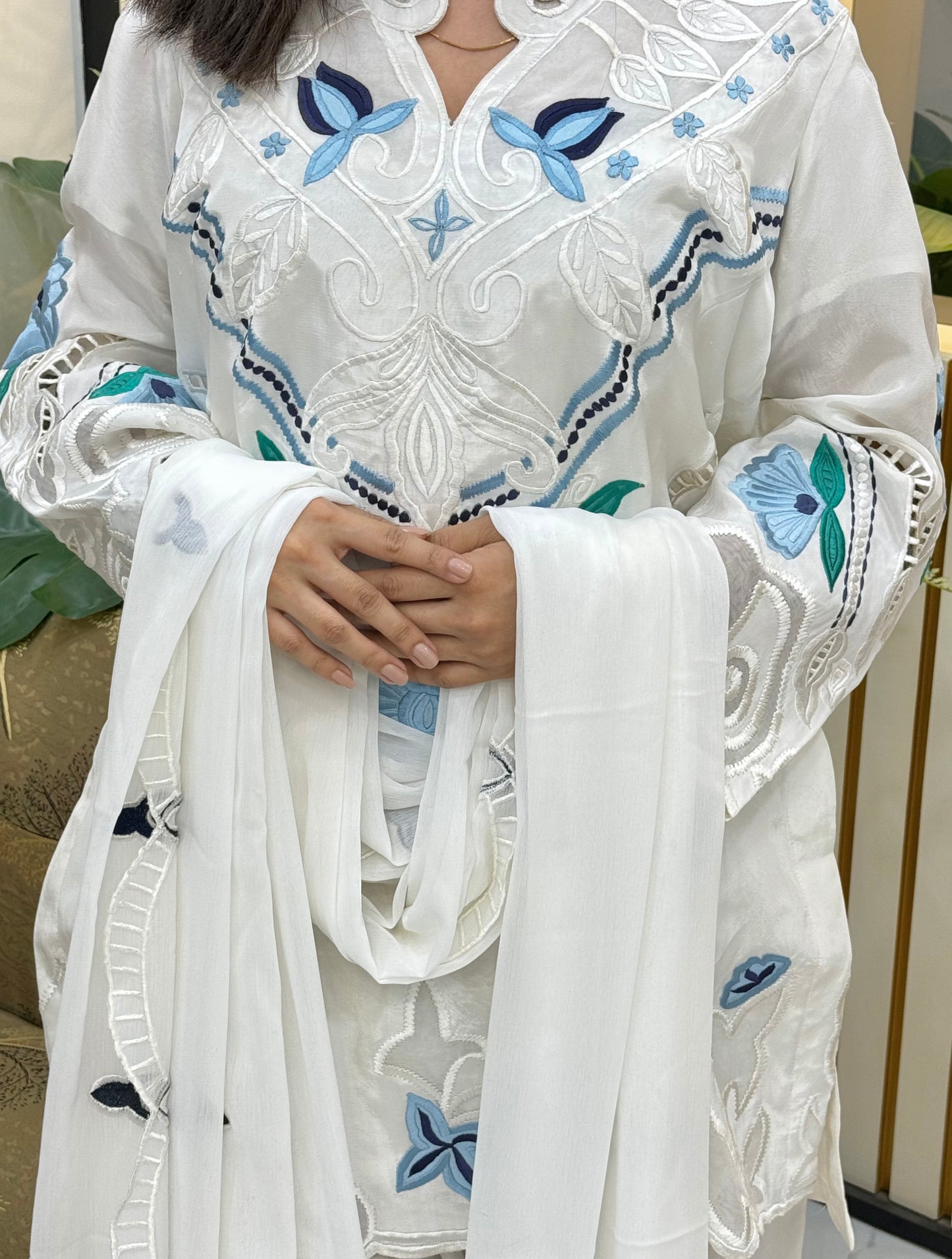Pure White Russian Silk Suit