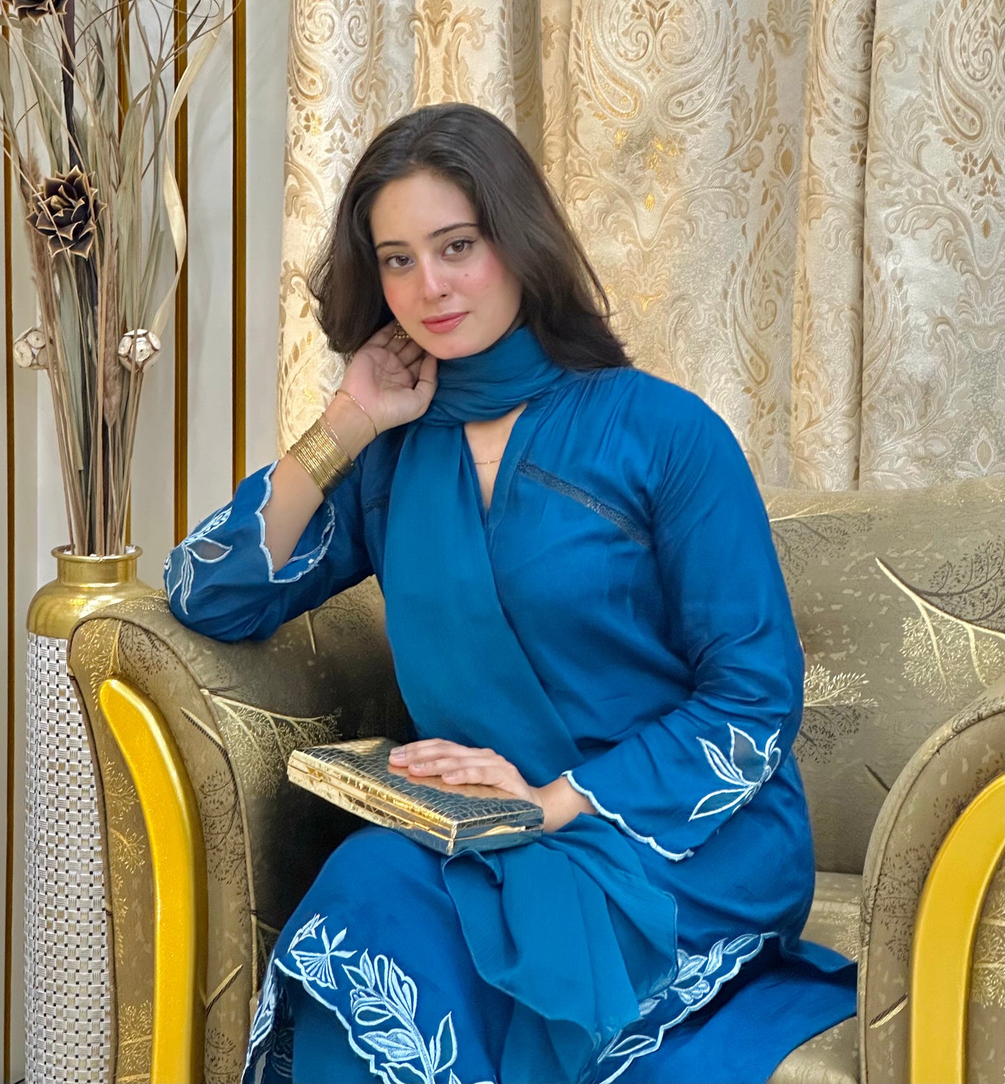 Pakistani Designer Suit Cotton Silk Cutwork