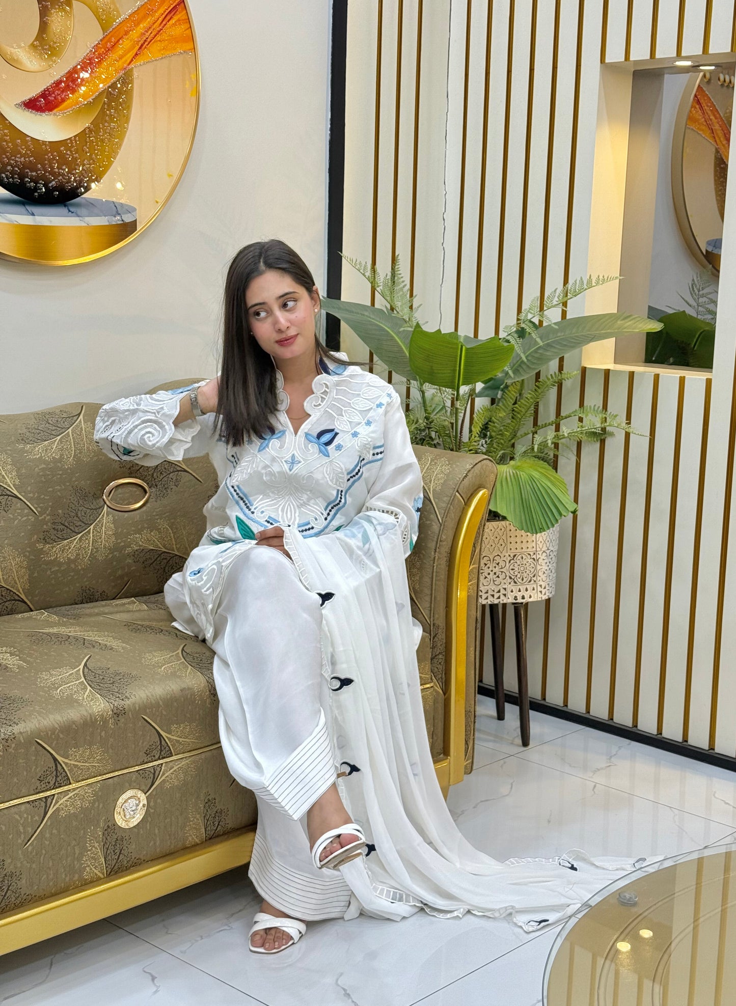 Pure White Russian Silk Suit