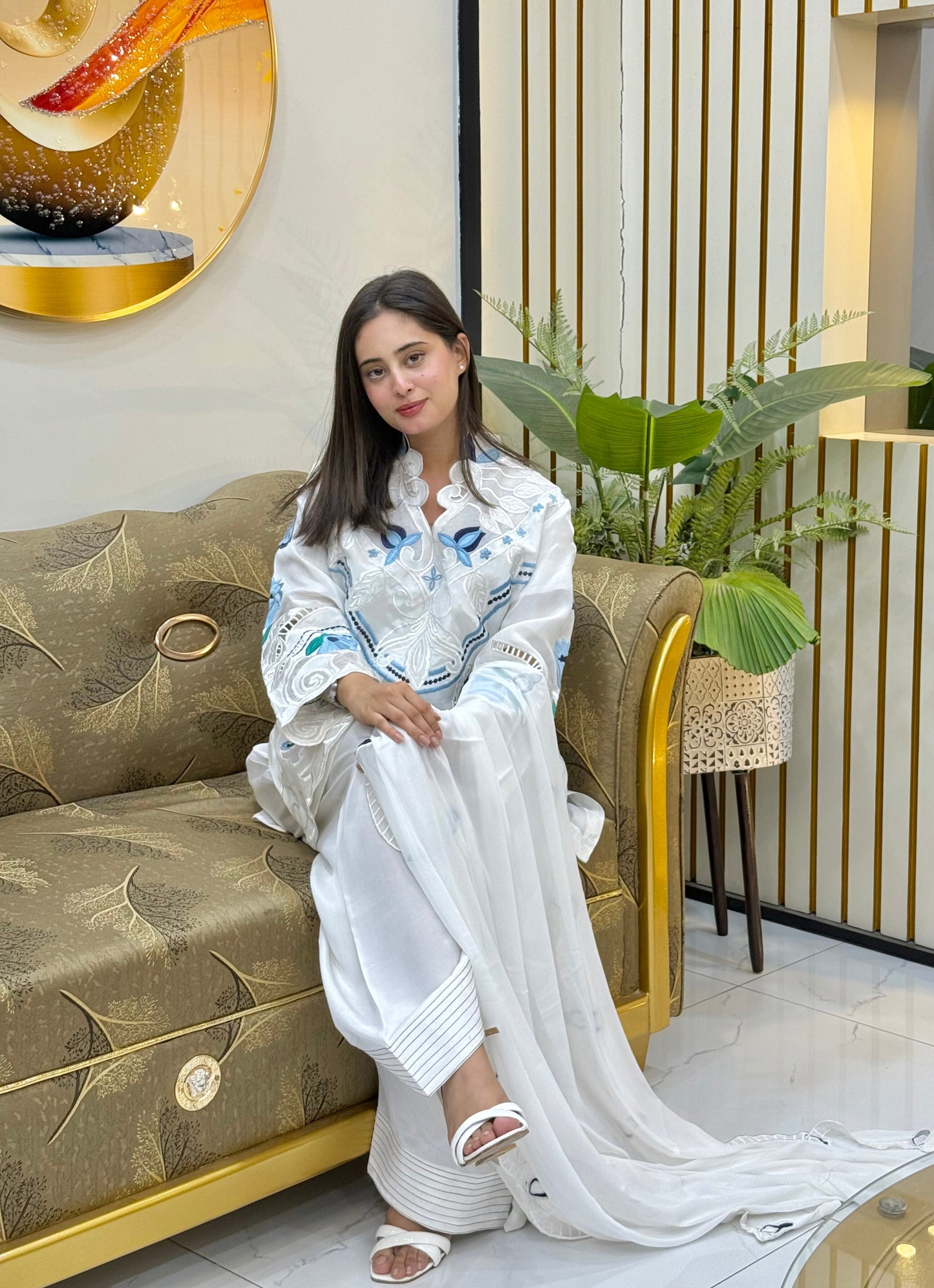 Pure White Russian Silk Suit