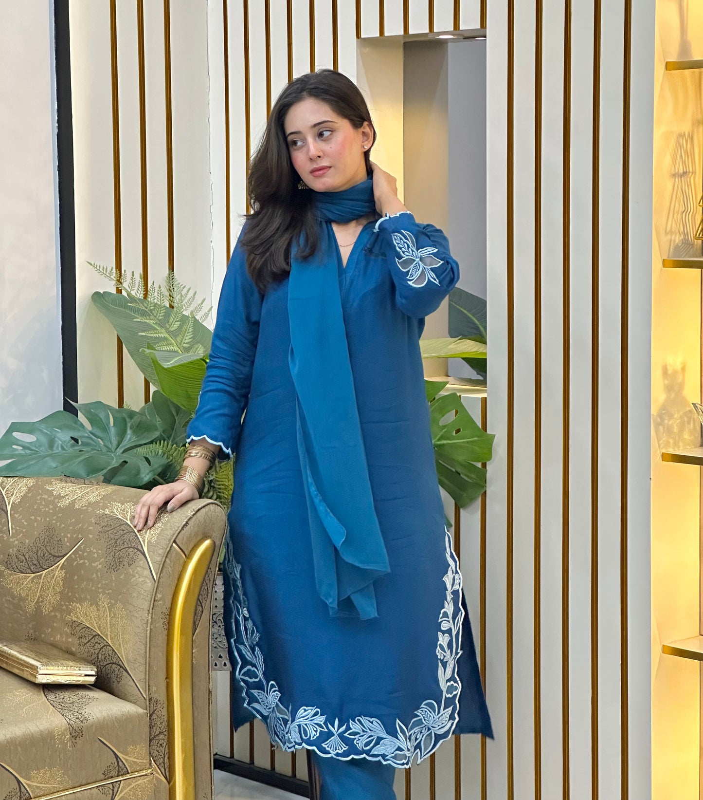 Pakistani Designer Suit Cotton Silk Cutwork