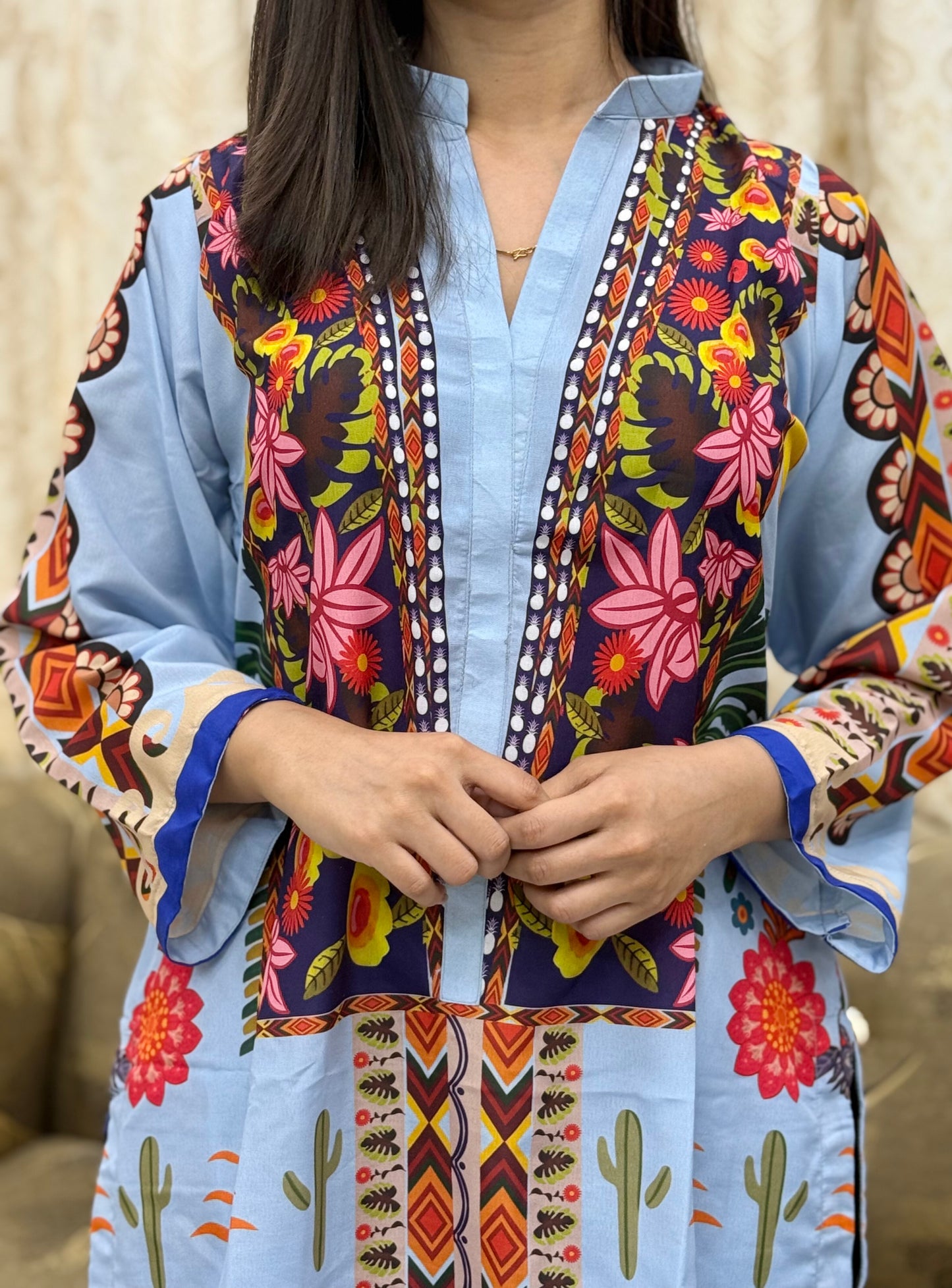 2 PCS Soft Swiss Lawn Co-Ord Set – Digital Printed