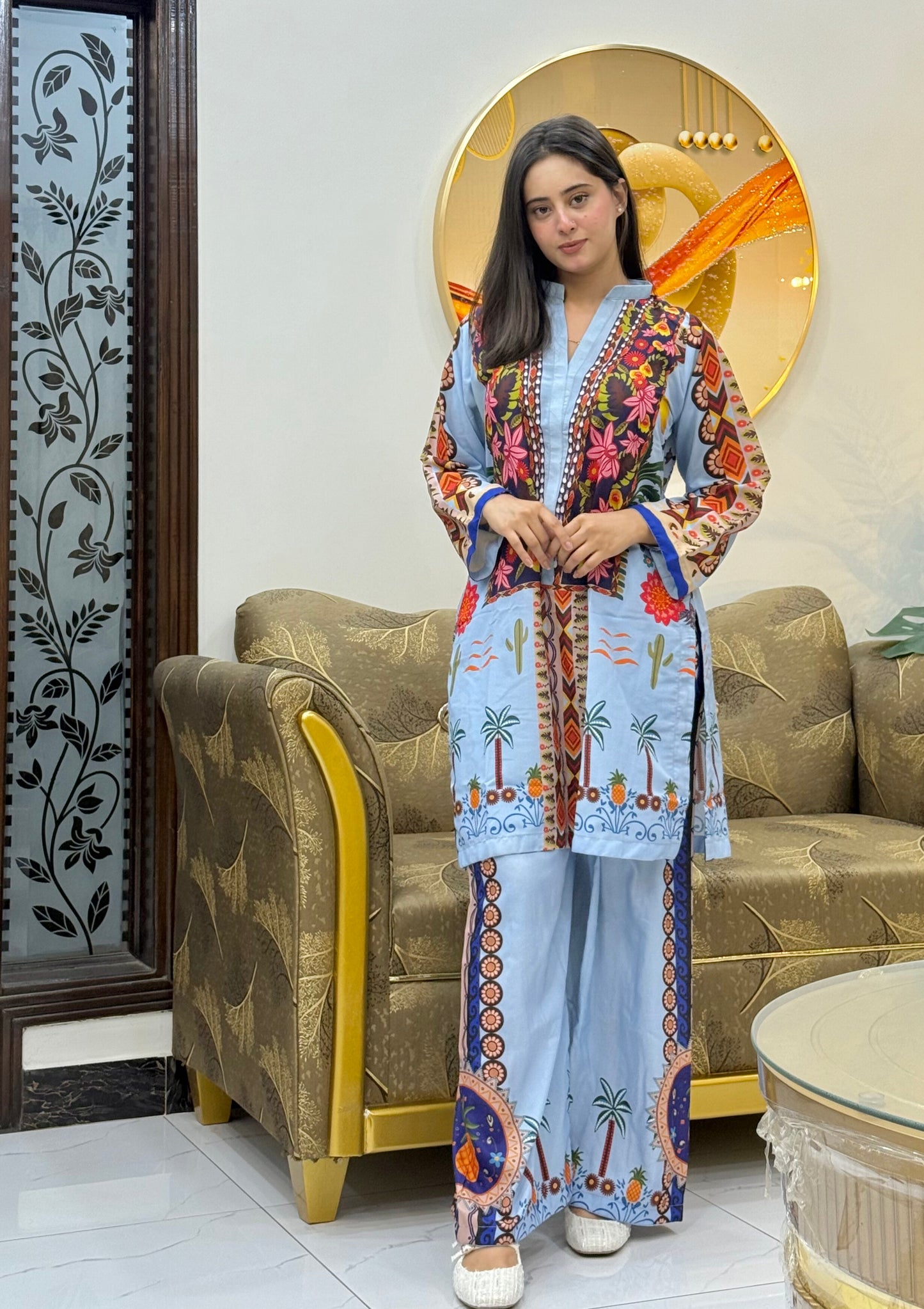 2 PCS Soft Swiss Lawn Co-Ord Set – Digital Printed