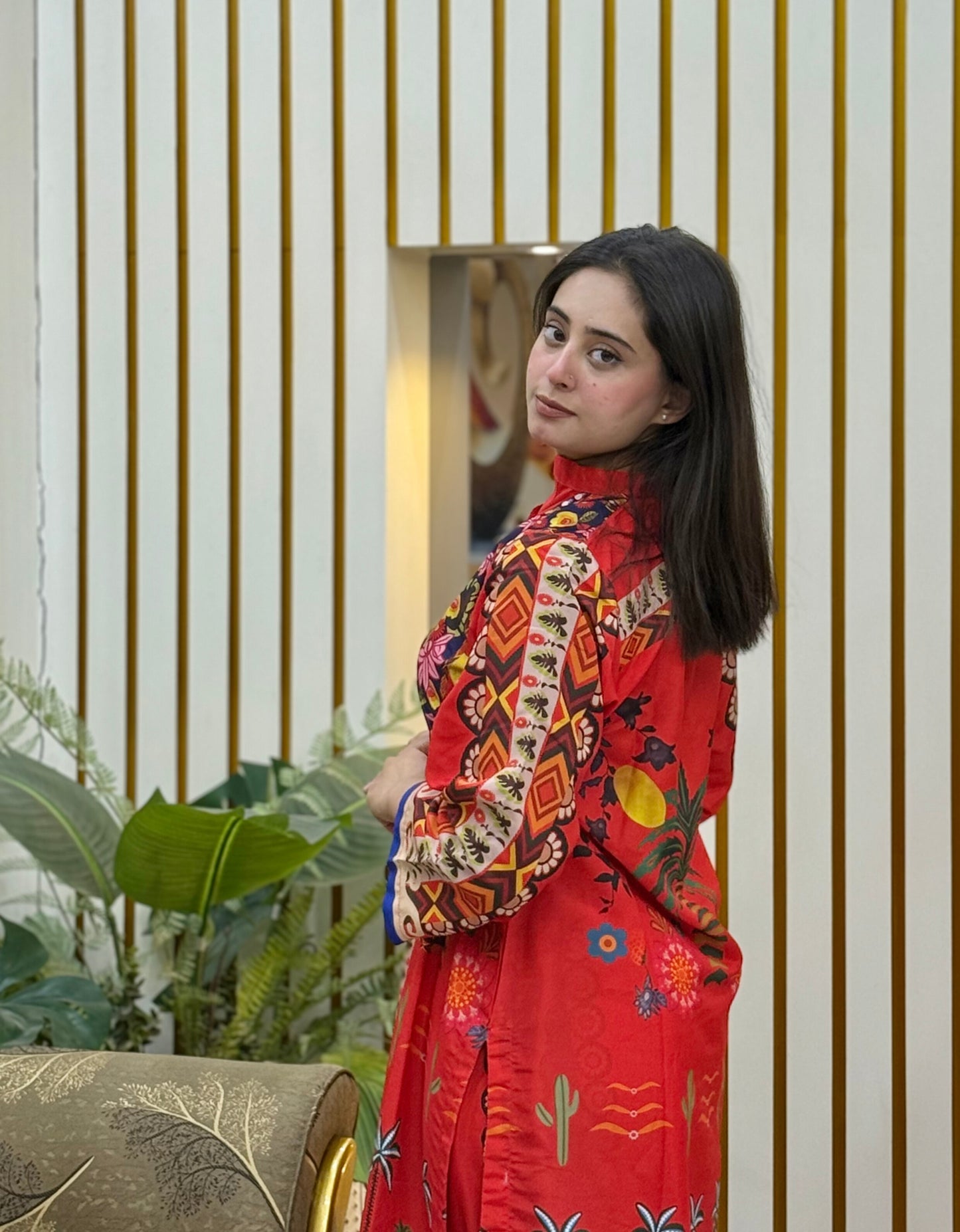 2 PCS Soft Swiss Lawn Co-Ord Set – Digital Printed | Flapper Trouser | Short Length Shirt (37")